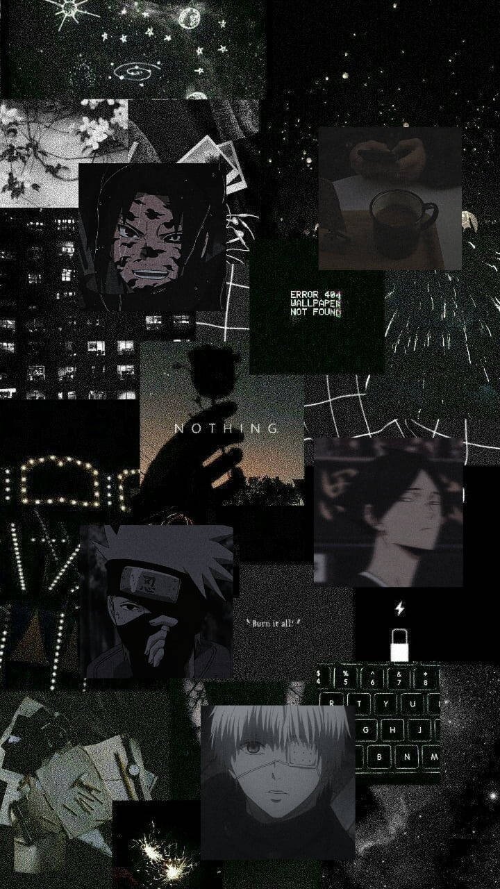 Black aesthetic anime collage