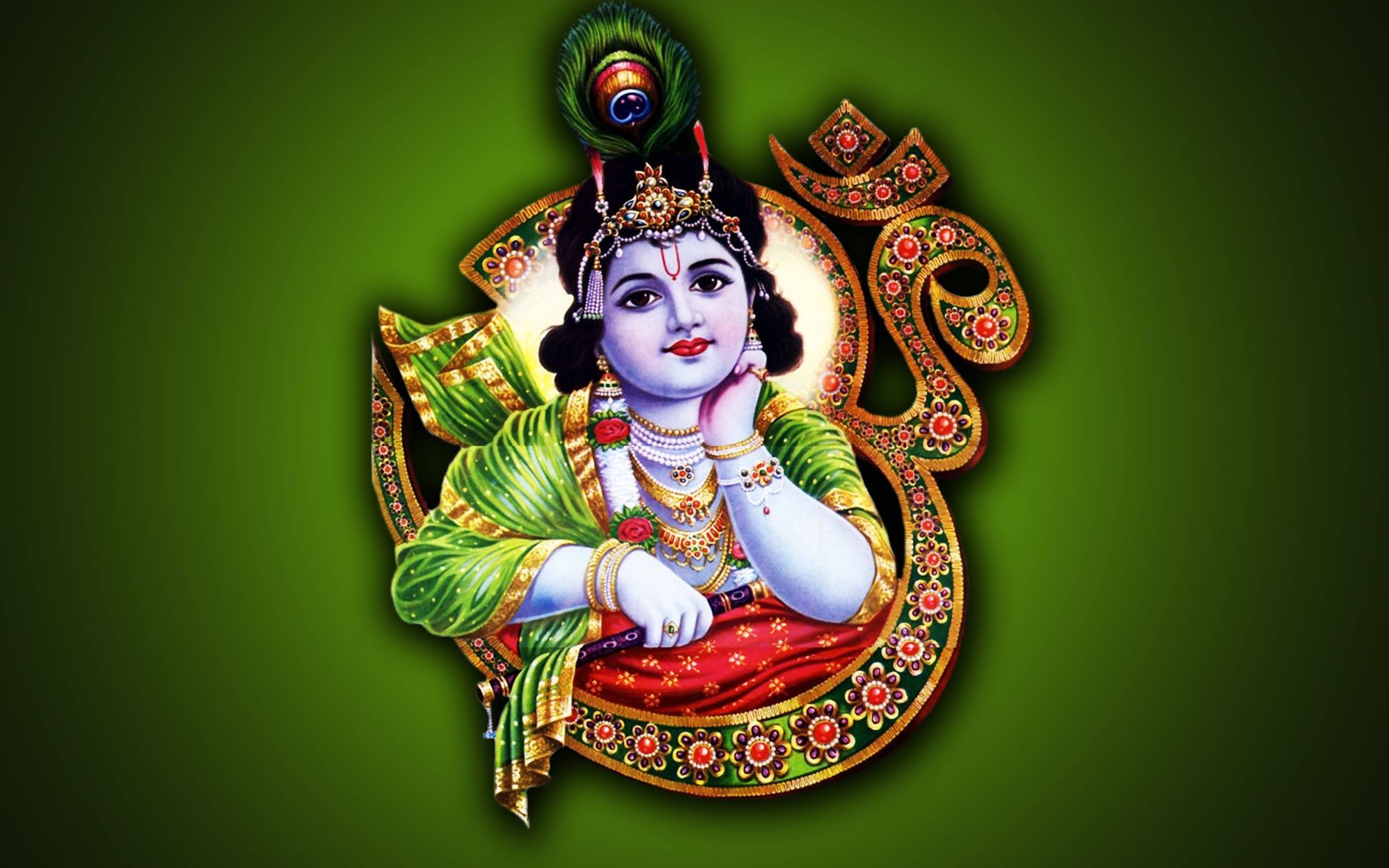 Krishna Ji Ki Photo - Green Background