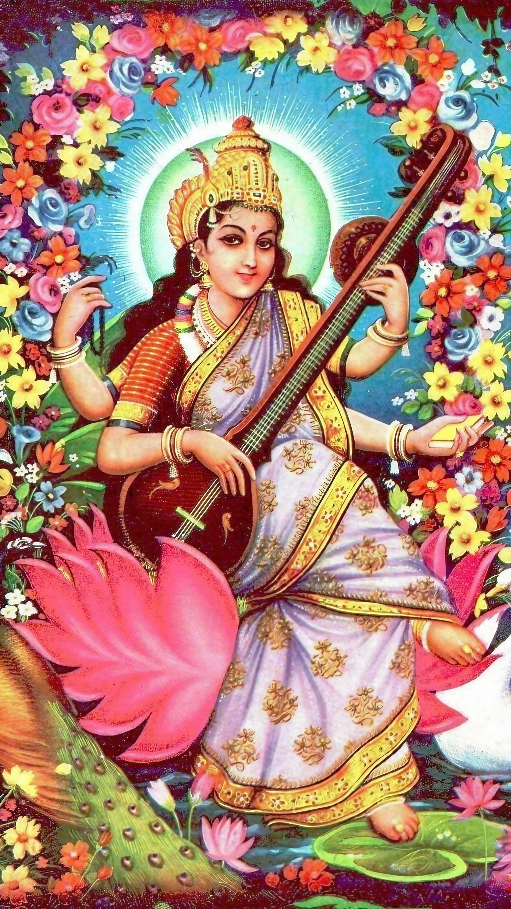 Saraswati Puja - Flowers Background