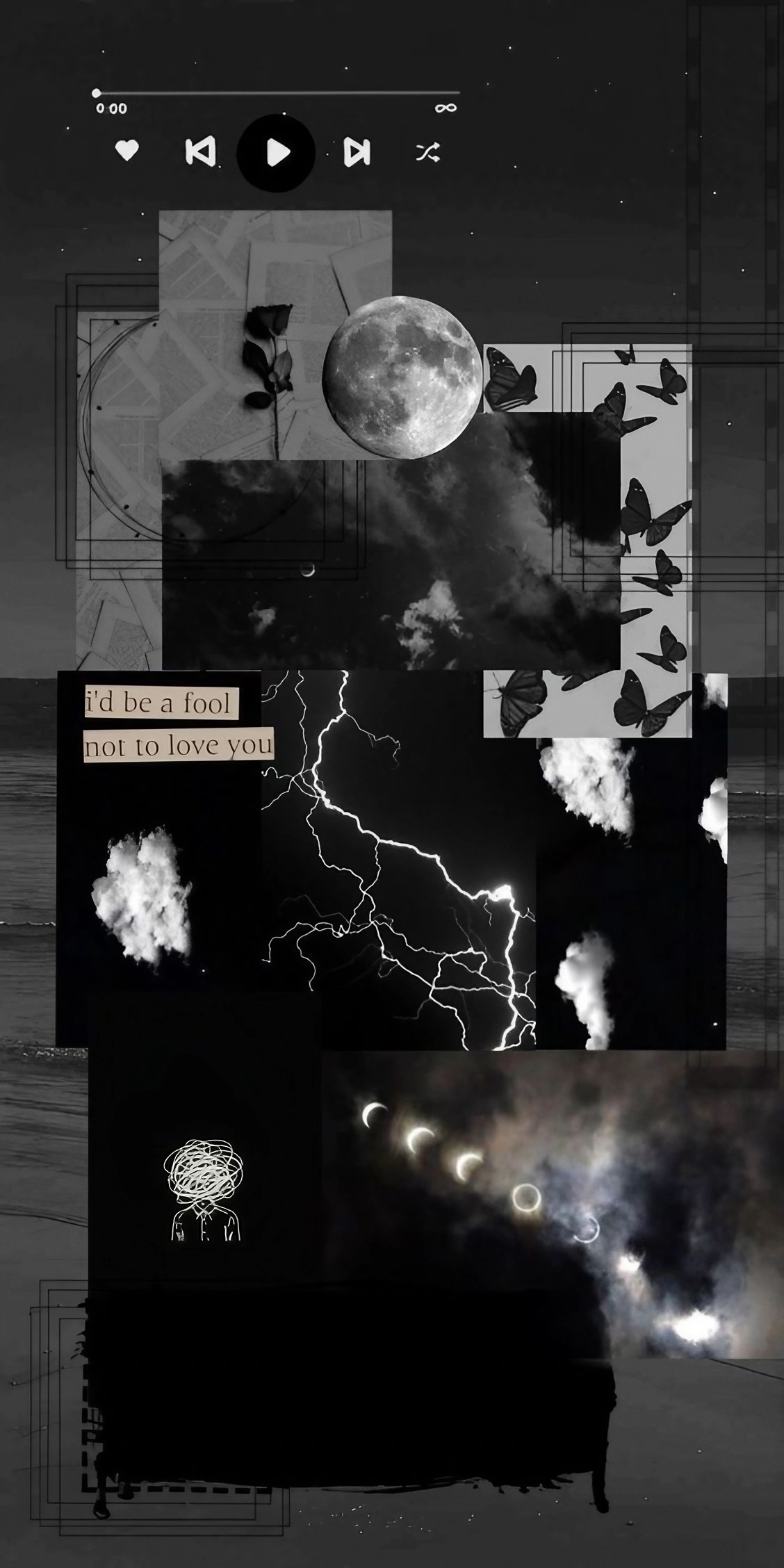 Black And White Aesthetic - Moon And Thunder Lightning