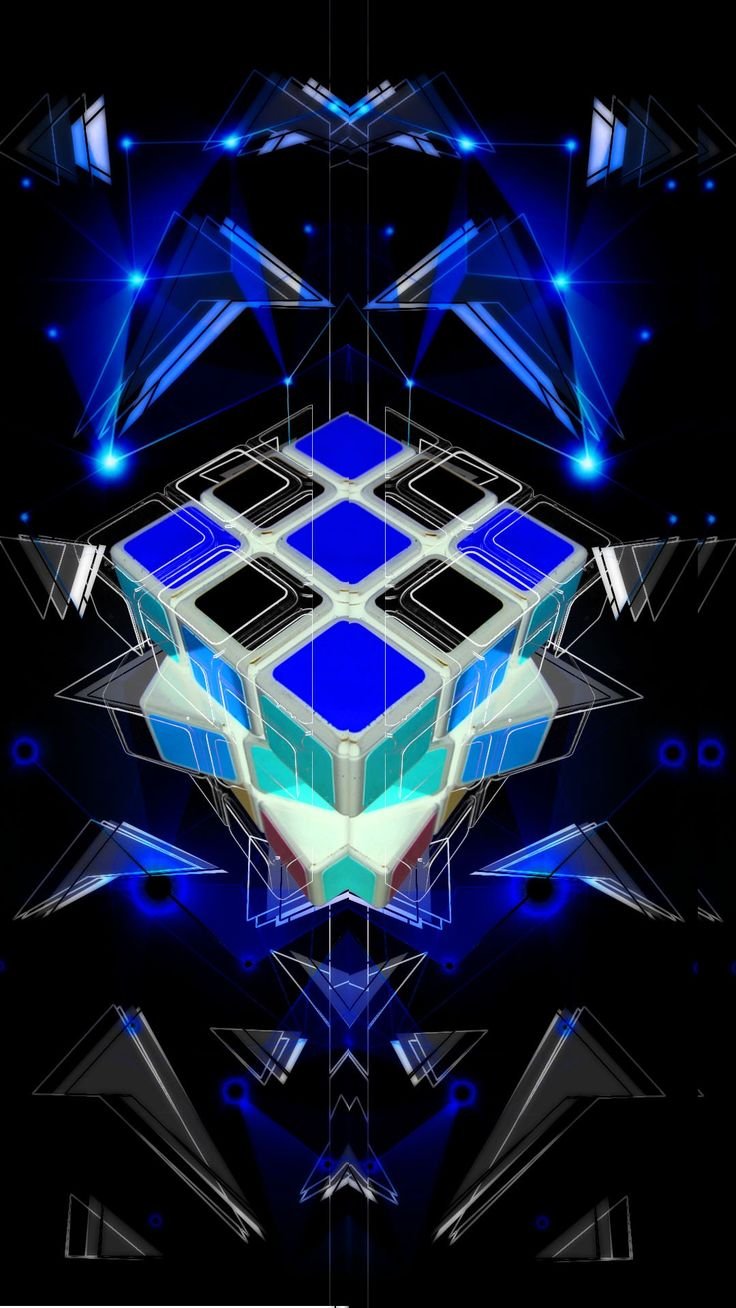 Digital blue rubiks cube