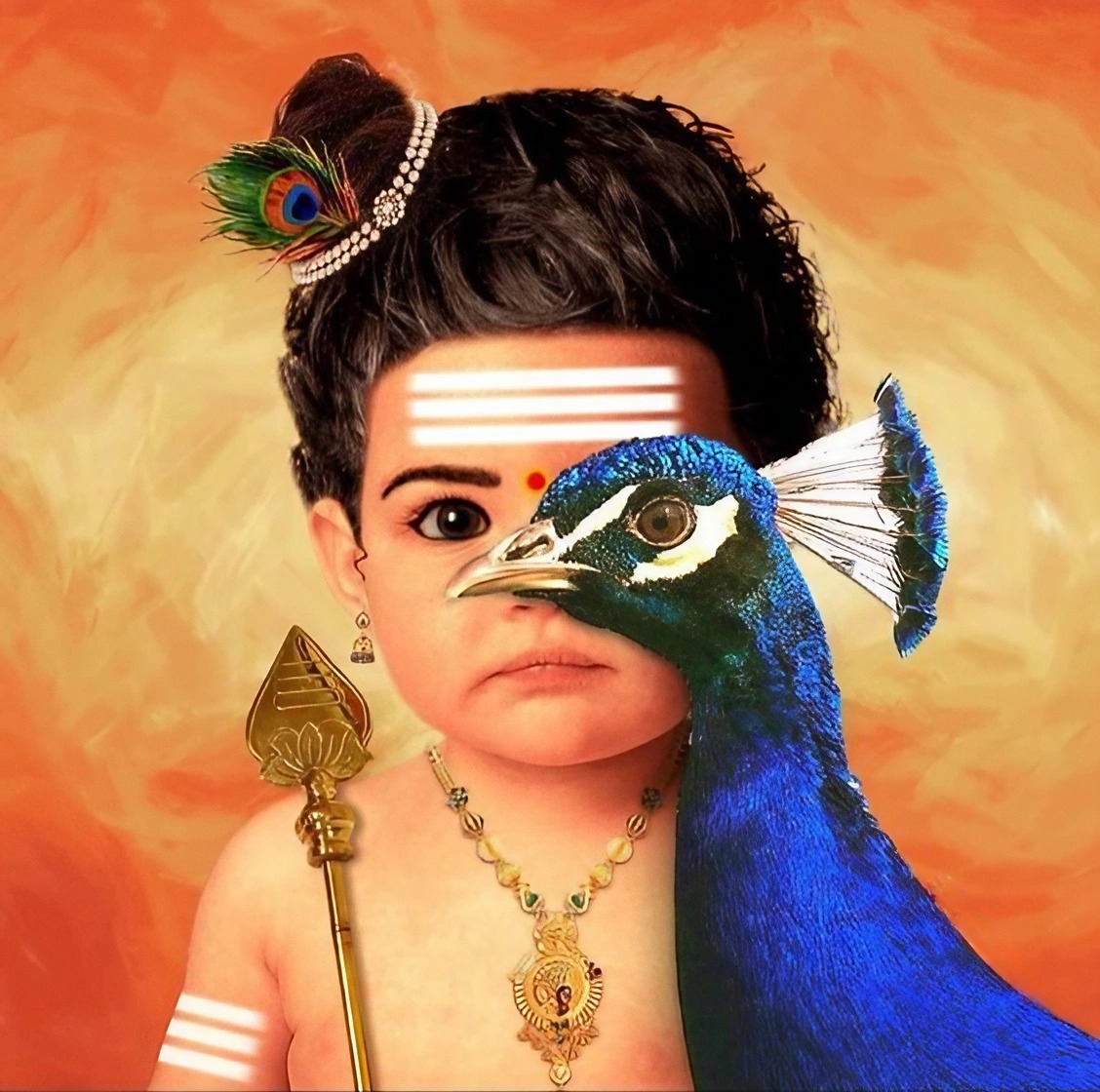 Lord Murugan Photos - Baby Lord Murugan And Peacock