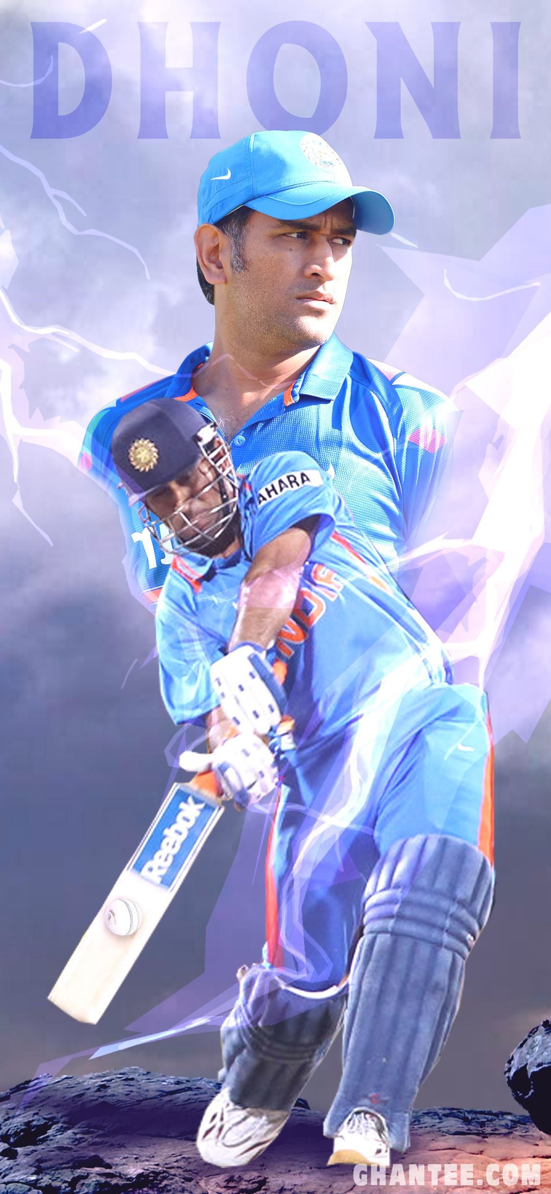 Ms Dhoni In Blue Jersey
