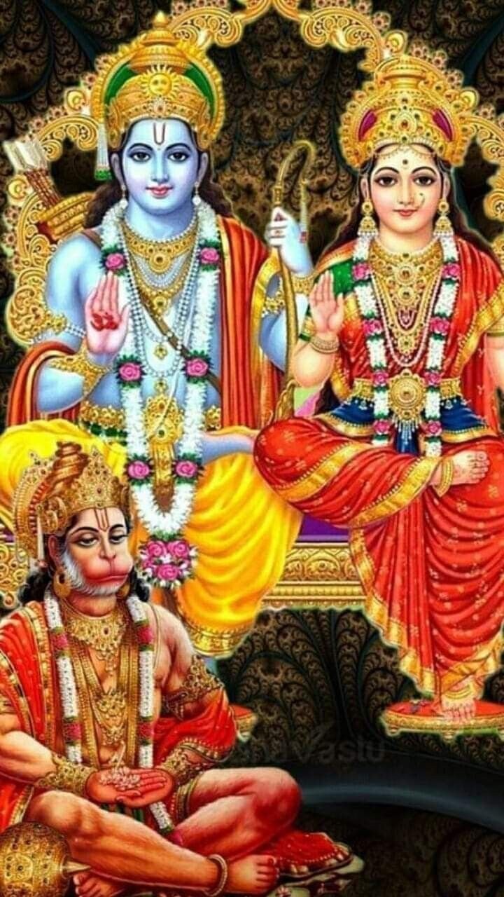 Shree Ram with Maa Sita and Lord Hanuman