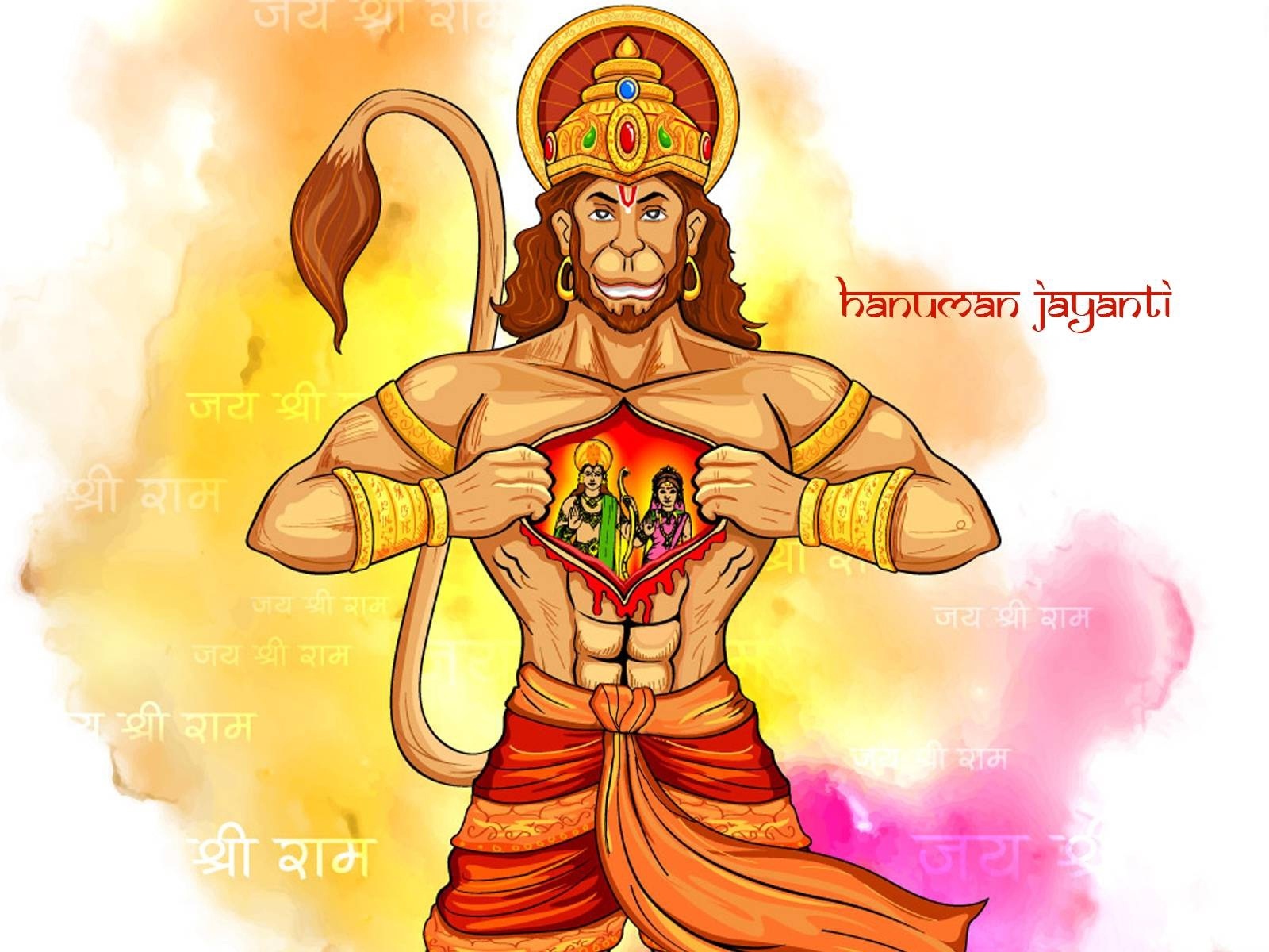 Hanuman Ji With Ram And Sita In Heart