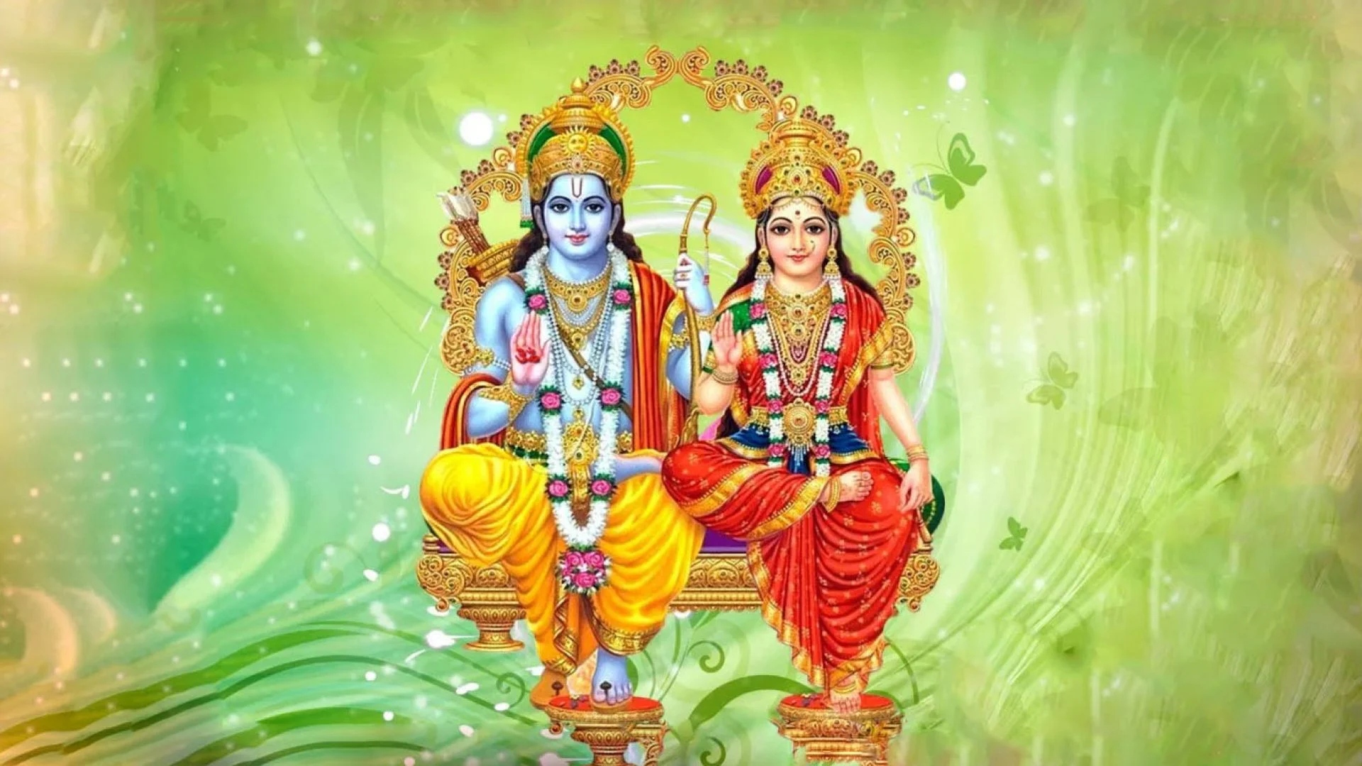 Shree Ram And Mata Sita Sitting On Thrones