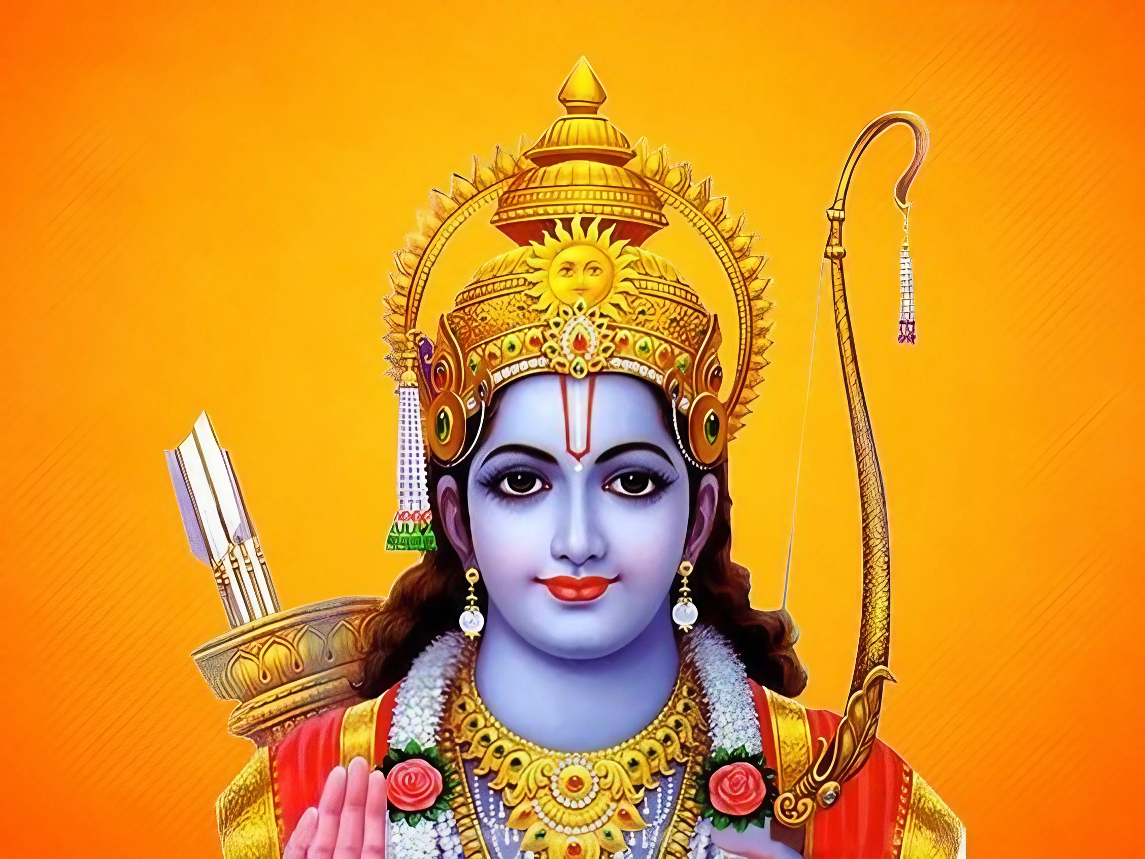 Hindu God 4k - Lord Ram - Yellow Background