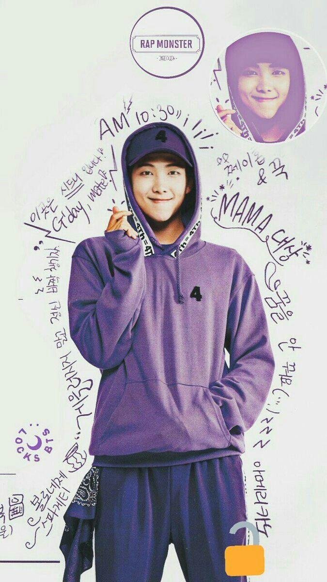 Purple hoodie bts boy kim namjoon