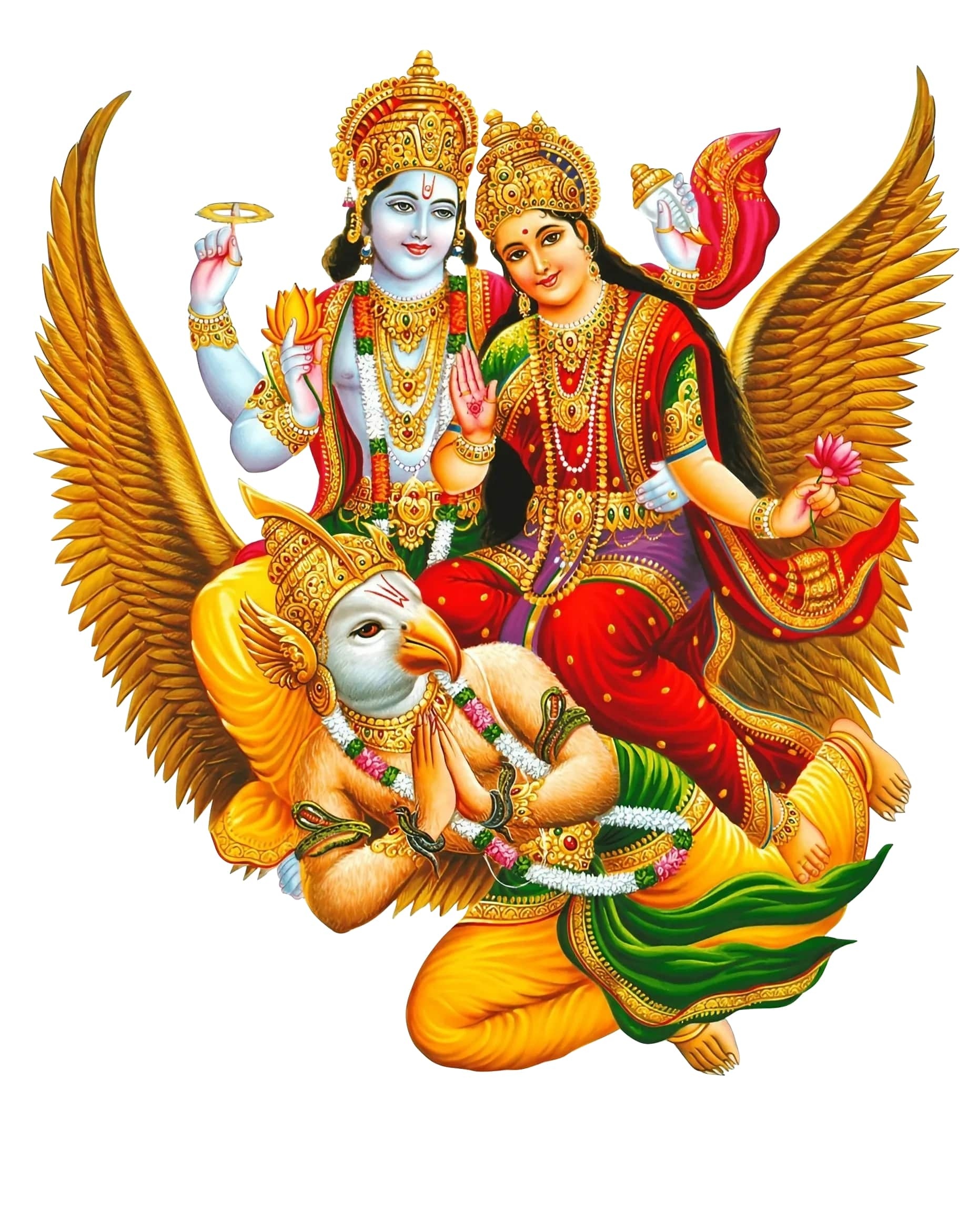 Laxmi Narayan Photo - Lord Vishnu And Laxmi Sitting On Garuda