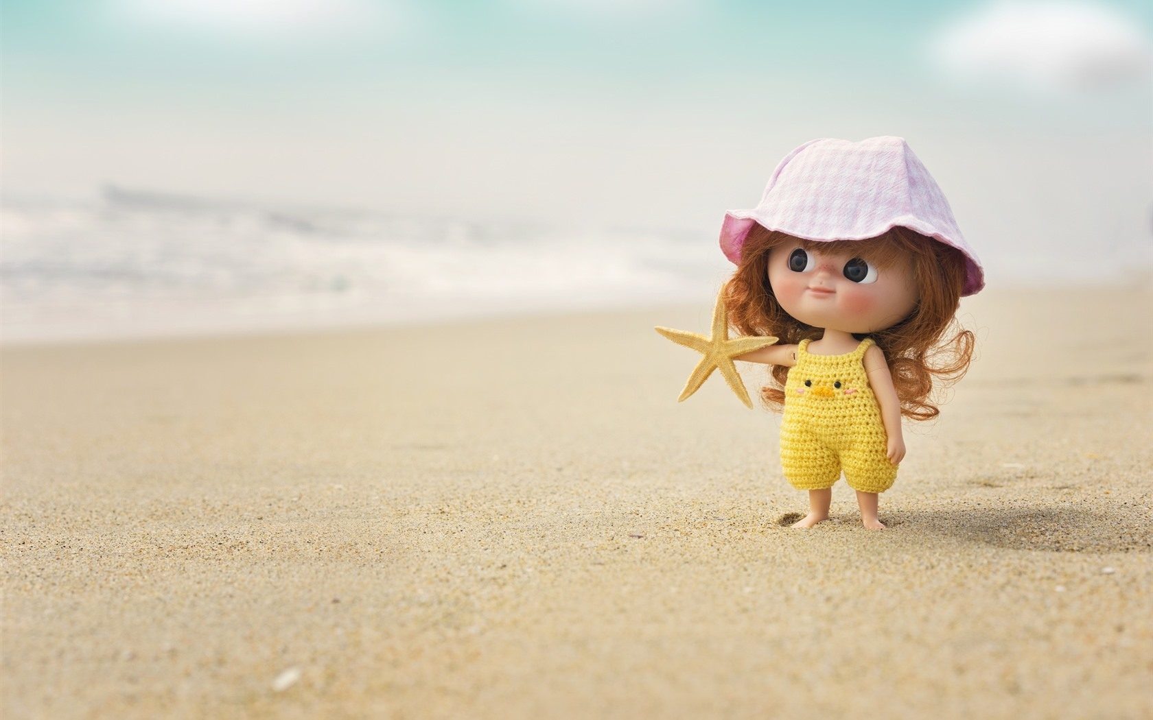 Cute Summer - Cute Doll - Beach Background