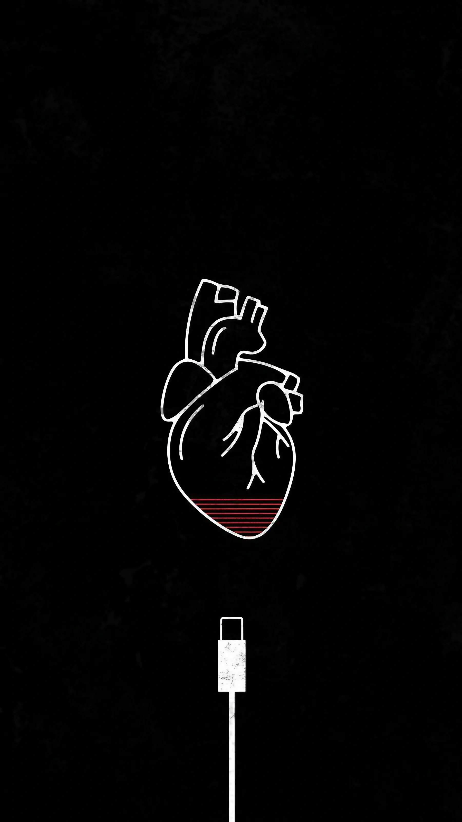 Black Line Emoji Art - Empty Heart