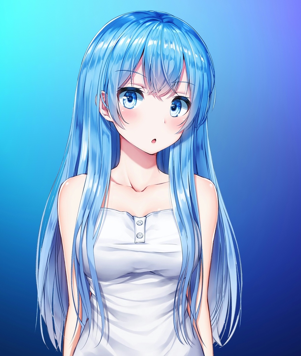 Cute Blue | Blue Hair Girl Cartoon