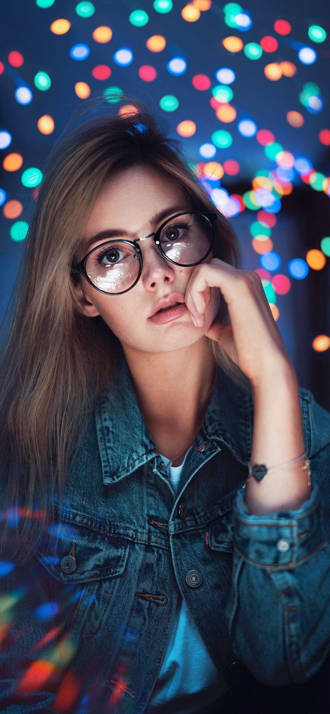 Cute Girl In Glasses - Bokeh Background