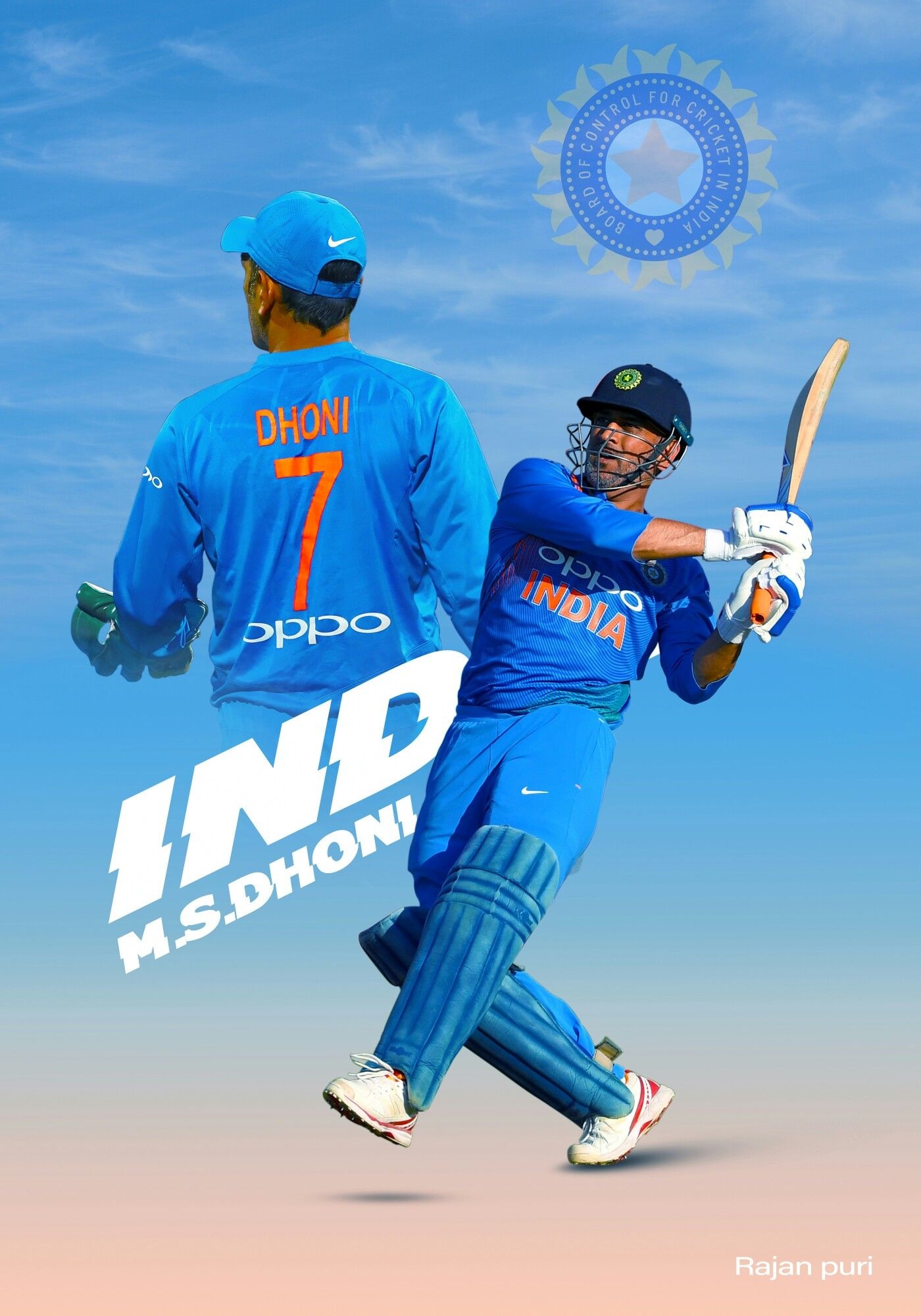 Ms Dhoni In Blue Jersey Background