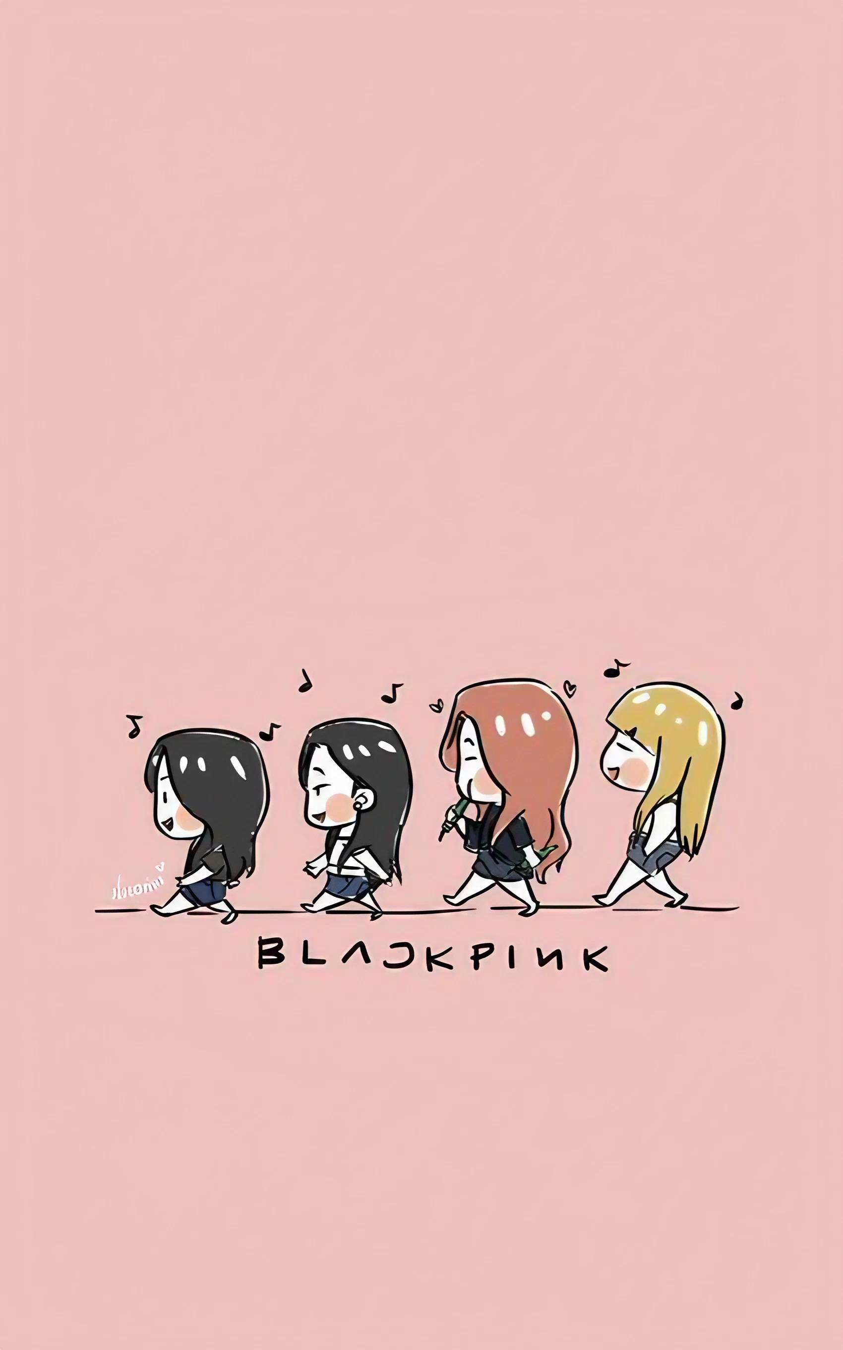 Blackpink Cartoon - Pink Background