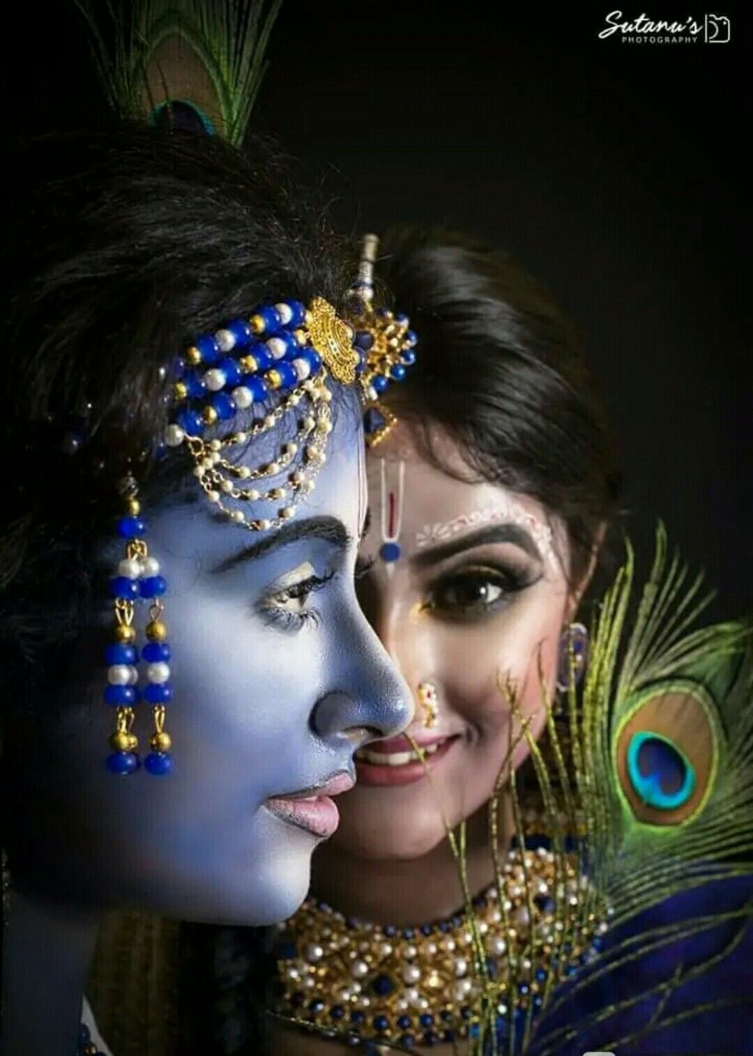 Radha Krishna 3d With Half Face Picture