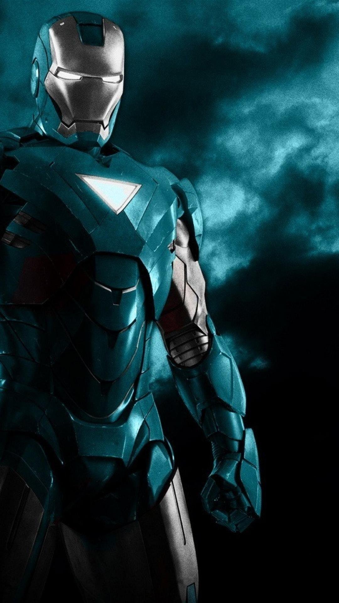 Blue iron man robot