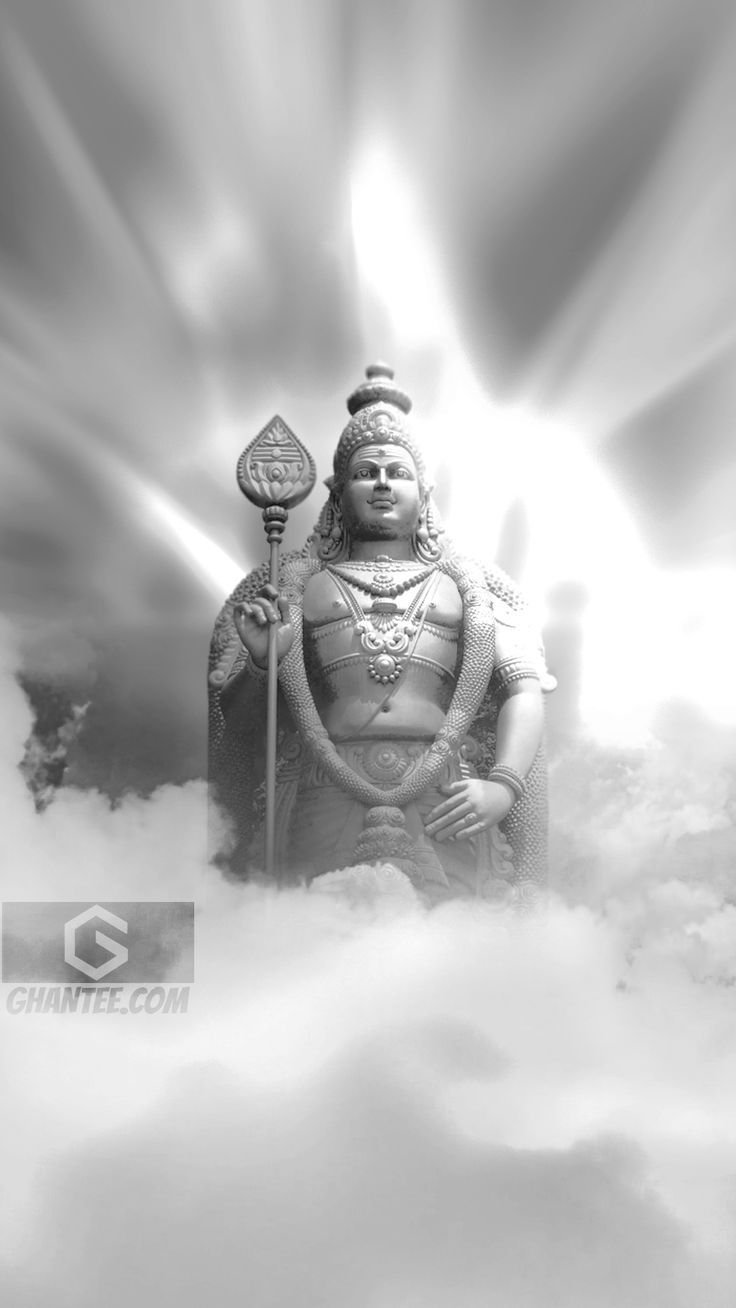 Lord Murugan Statue - Black And White