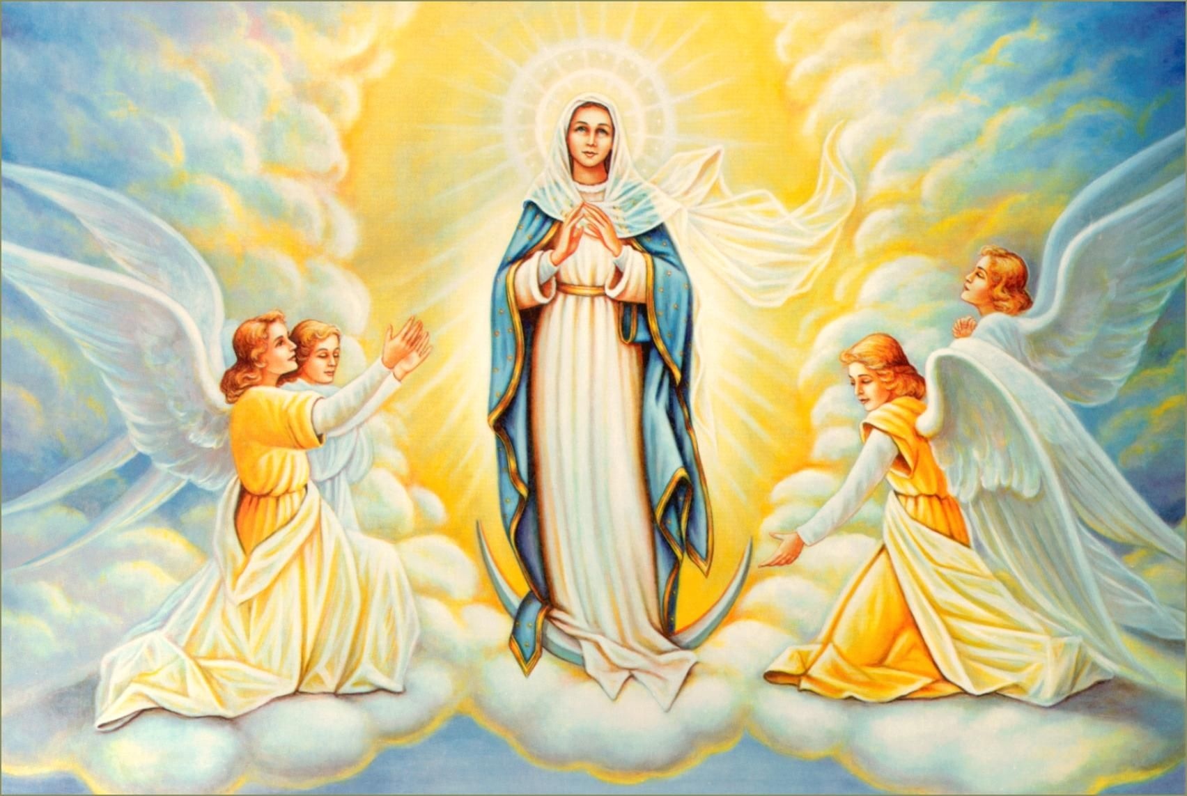 Mother Mary Photos - In The Clouds