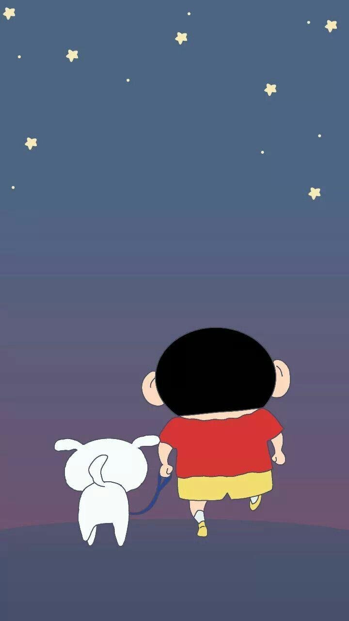 Shinchan With Shiro - Stars Background