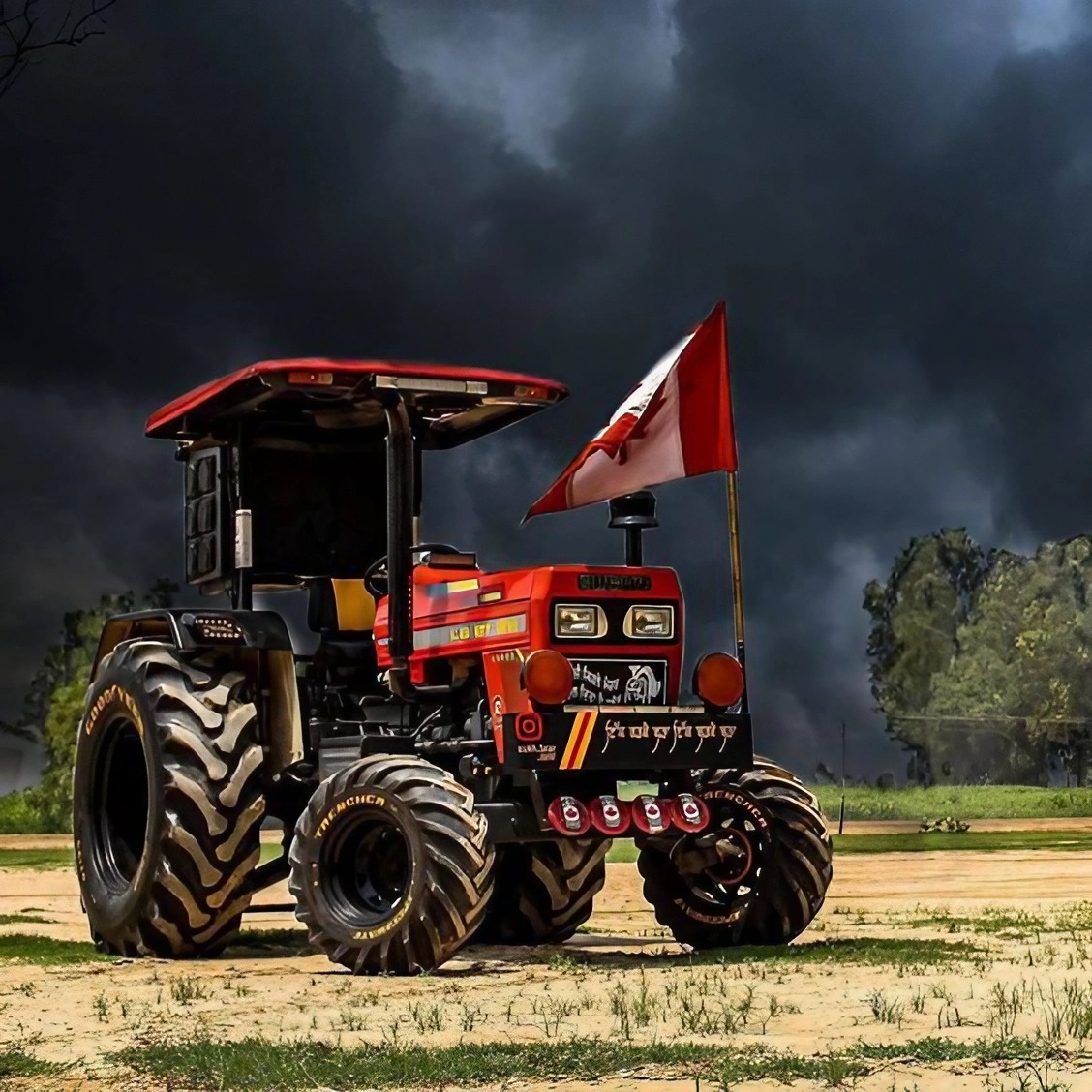 Swaraj Tractor - Dark Clouds Background