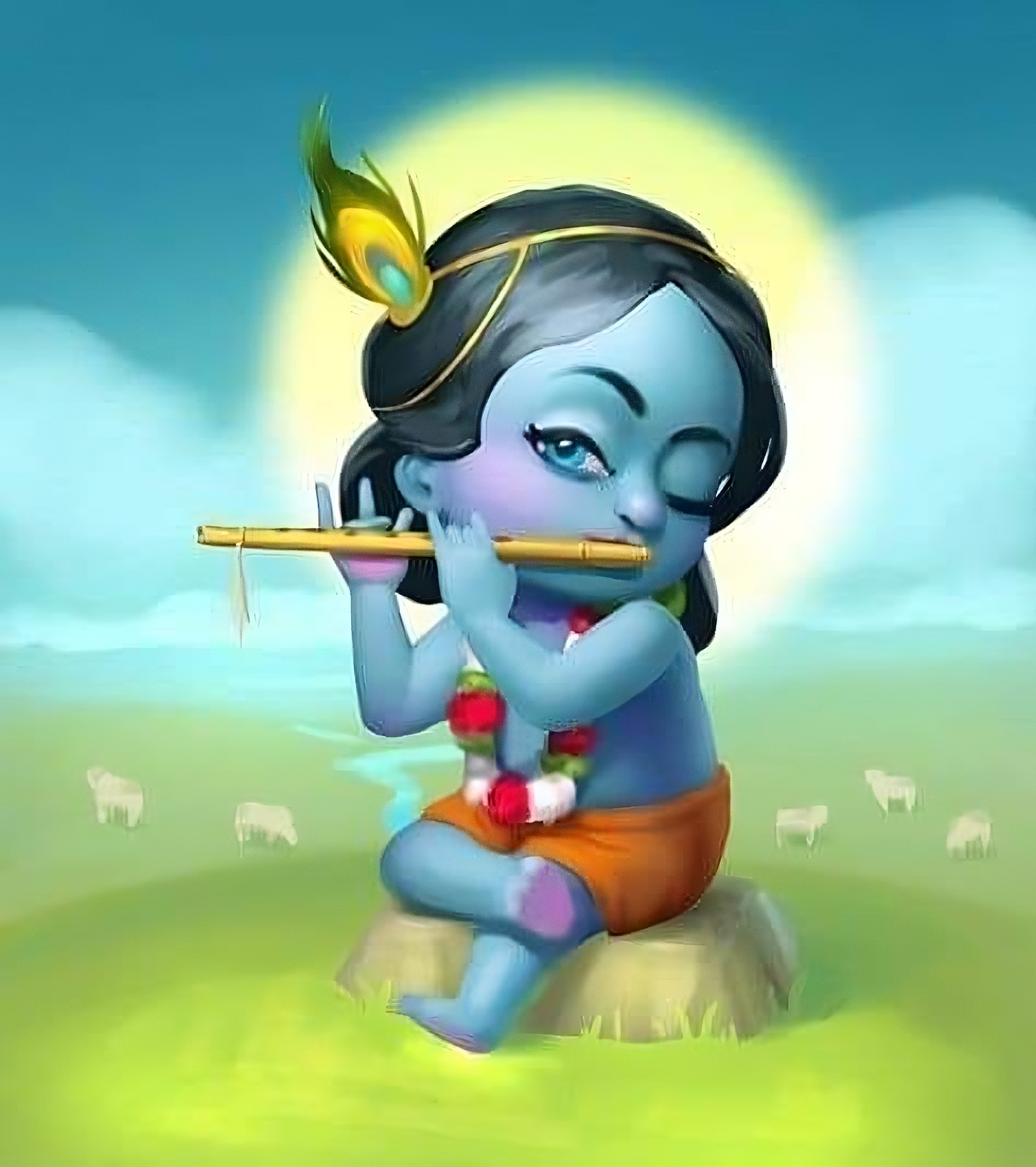Cute Krishna - paint