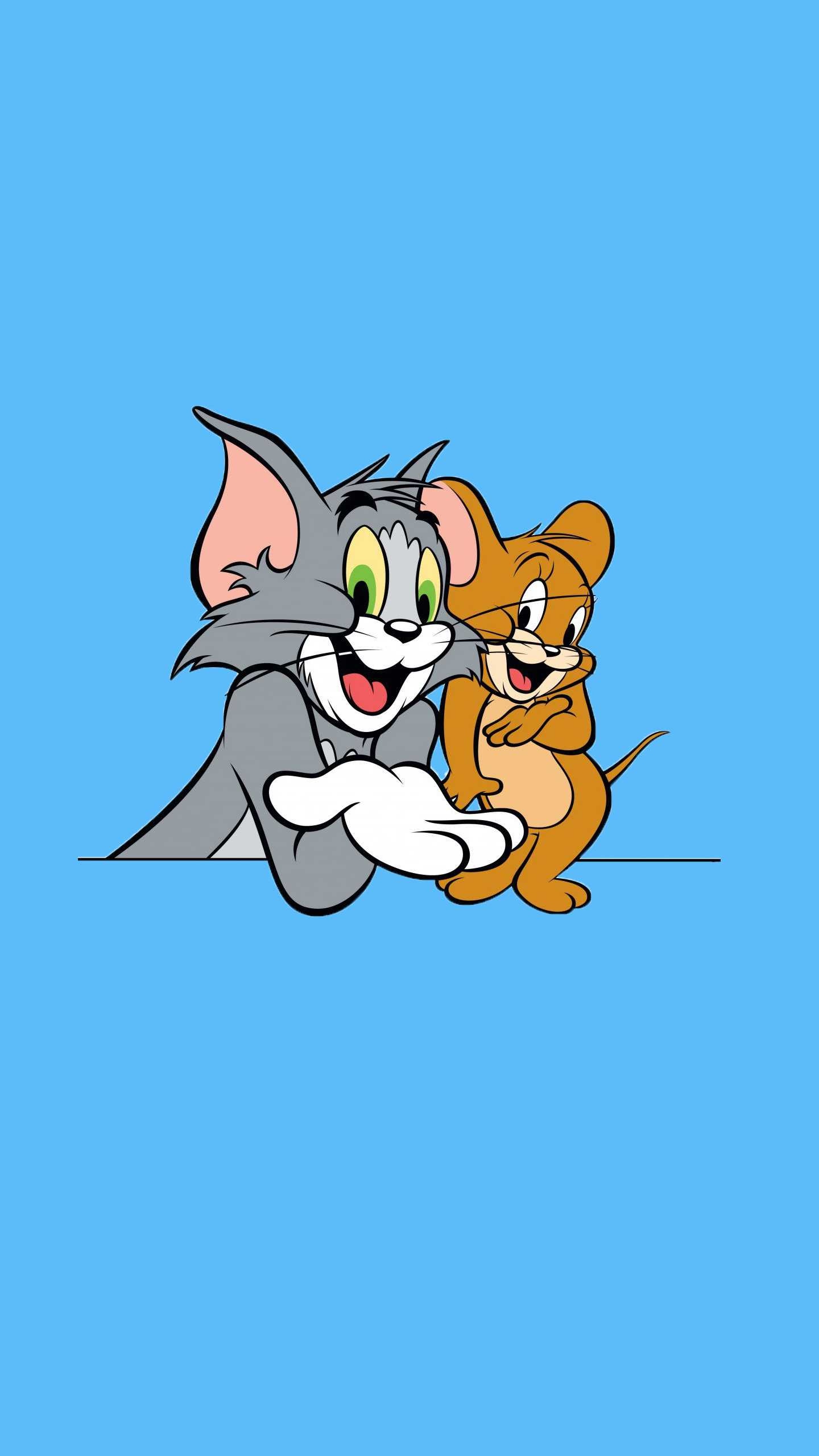 Tom And Jerry Photo Wallpaper With Blue Background