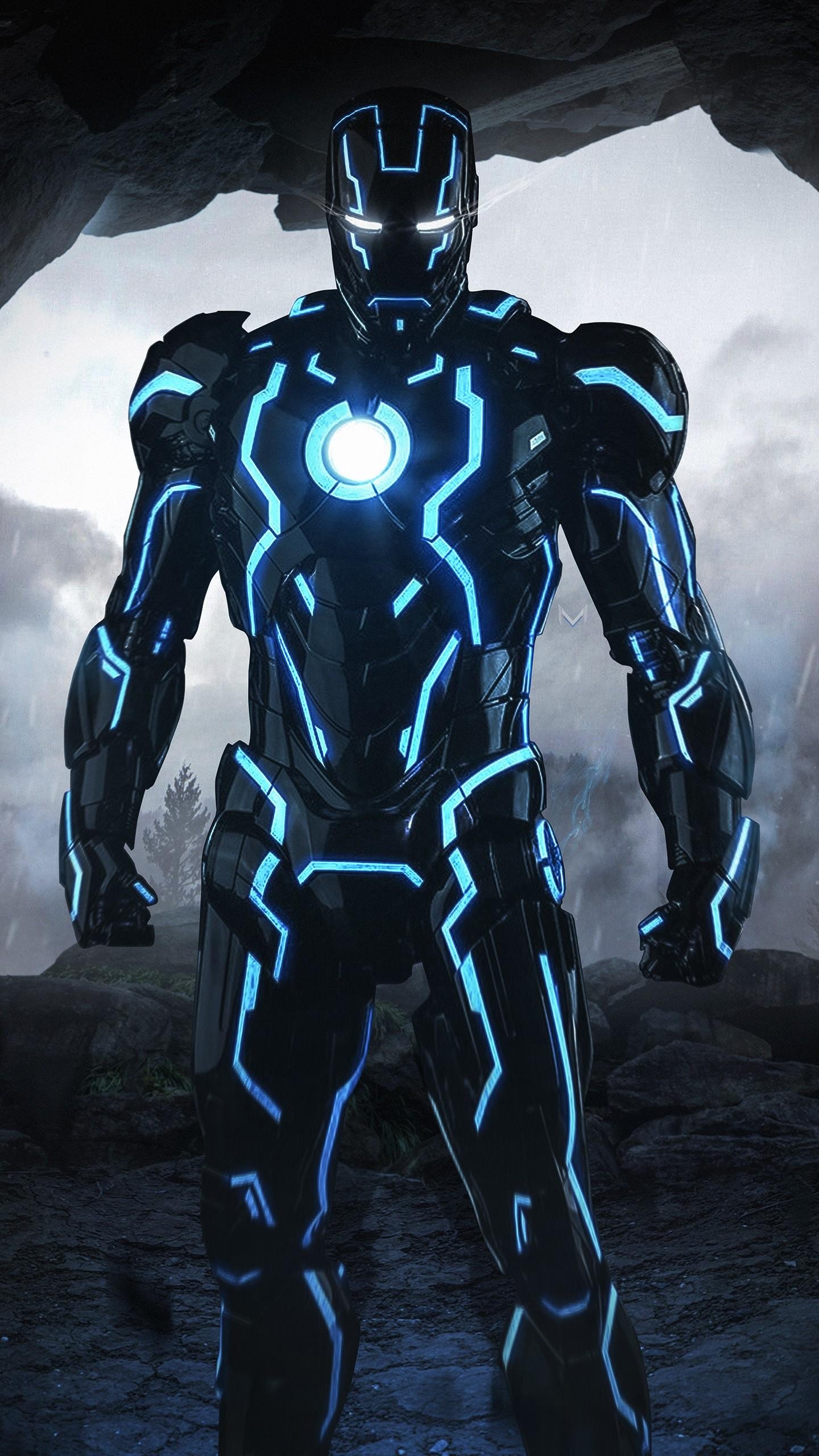 Blue - neon iron man