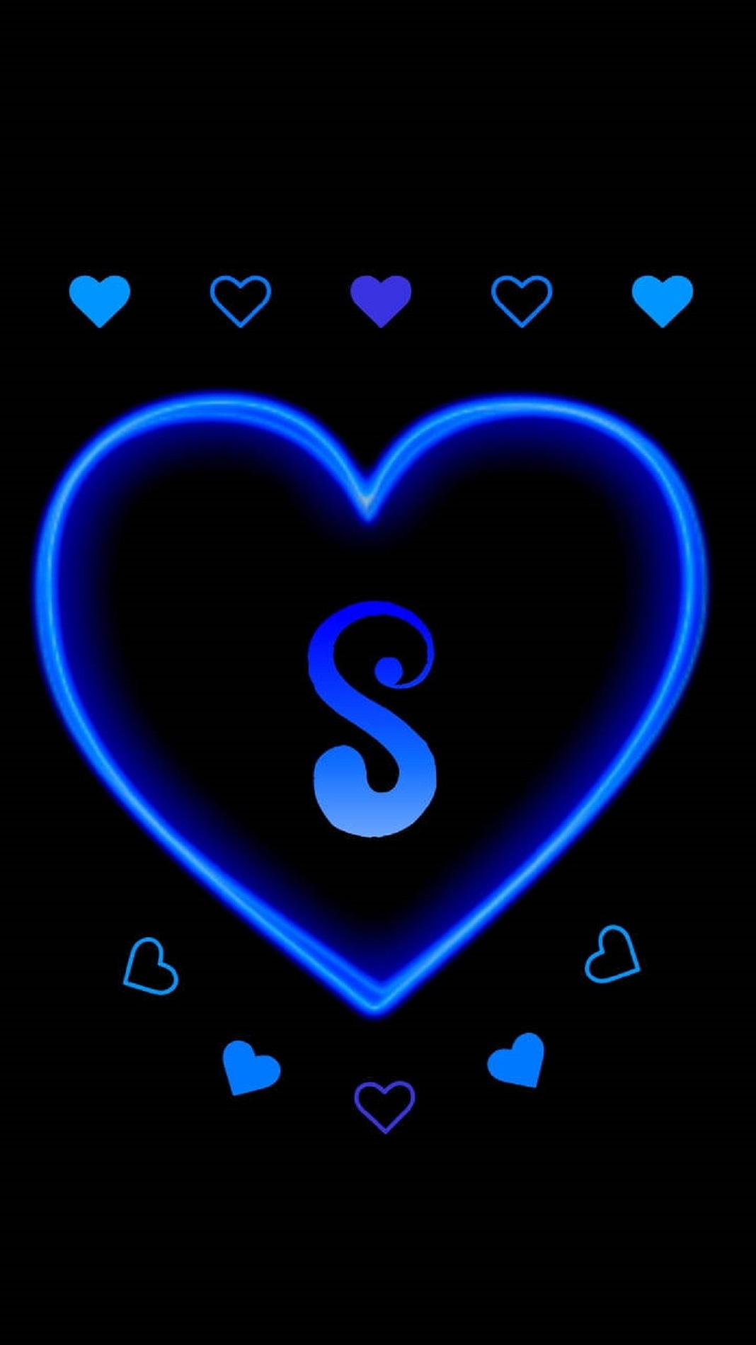 S Letter Ka - S Letter Blue Hearts