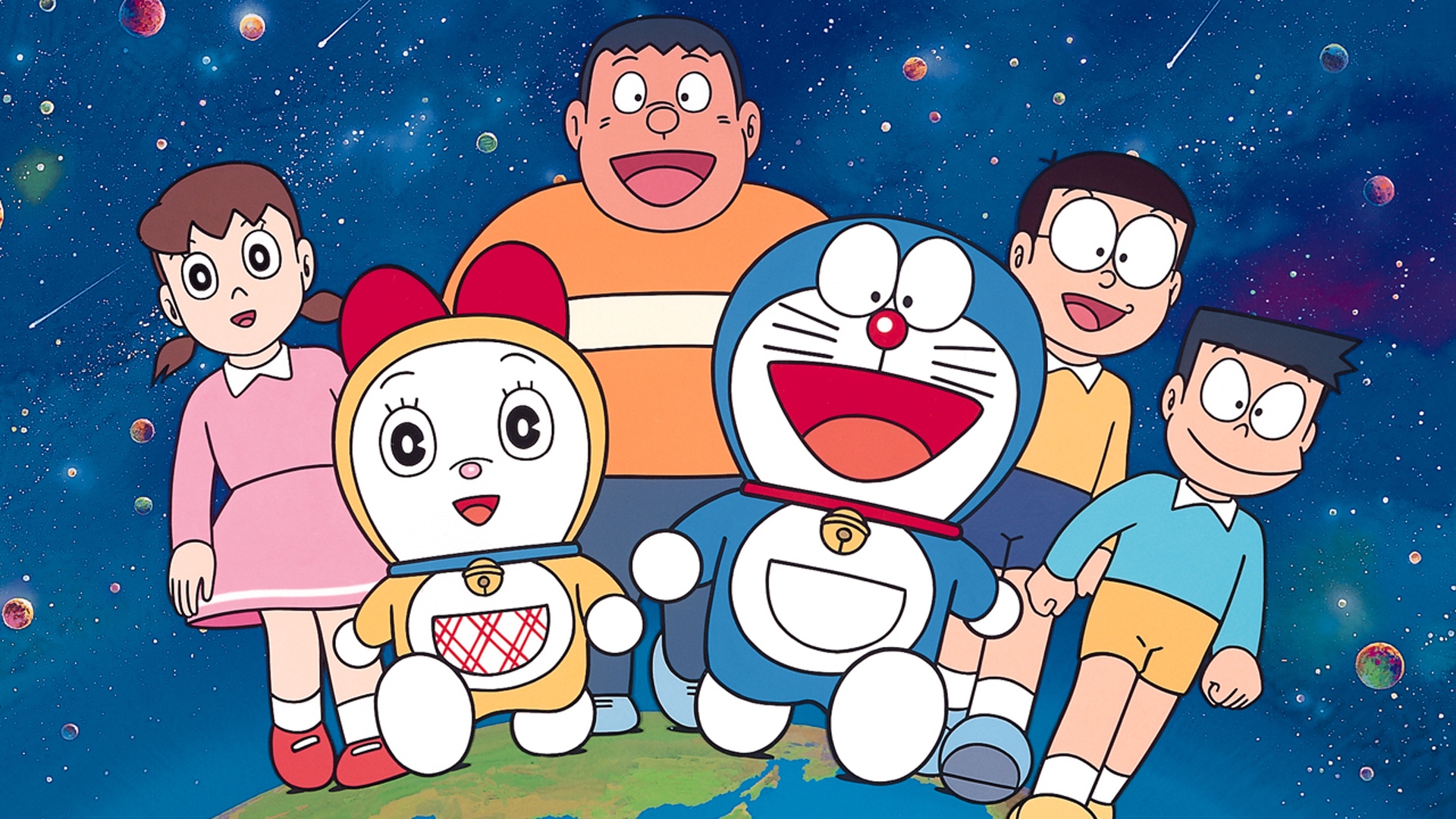 Shinchan And Doraemon - Galaxy Background