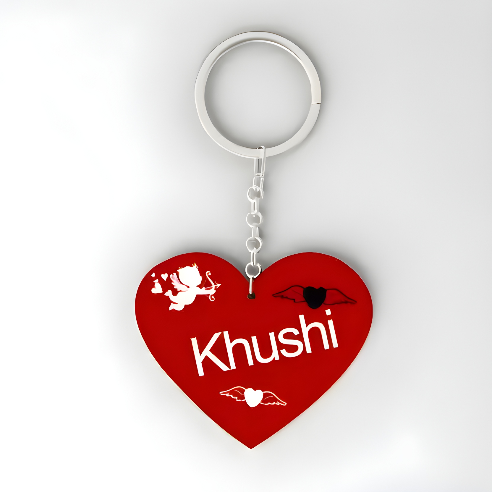 Khushi Name - Red Heart Keychain