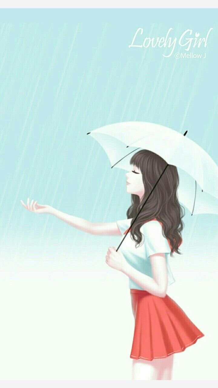 Lovely Girl With Umbrella