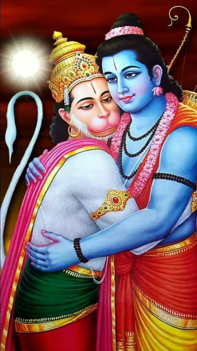 Lord Rama Hugging Lord Hanuman
