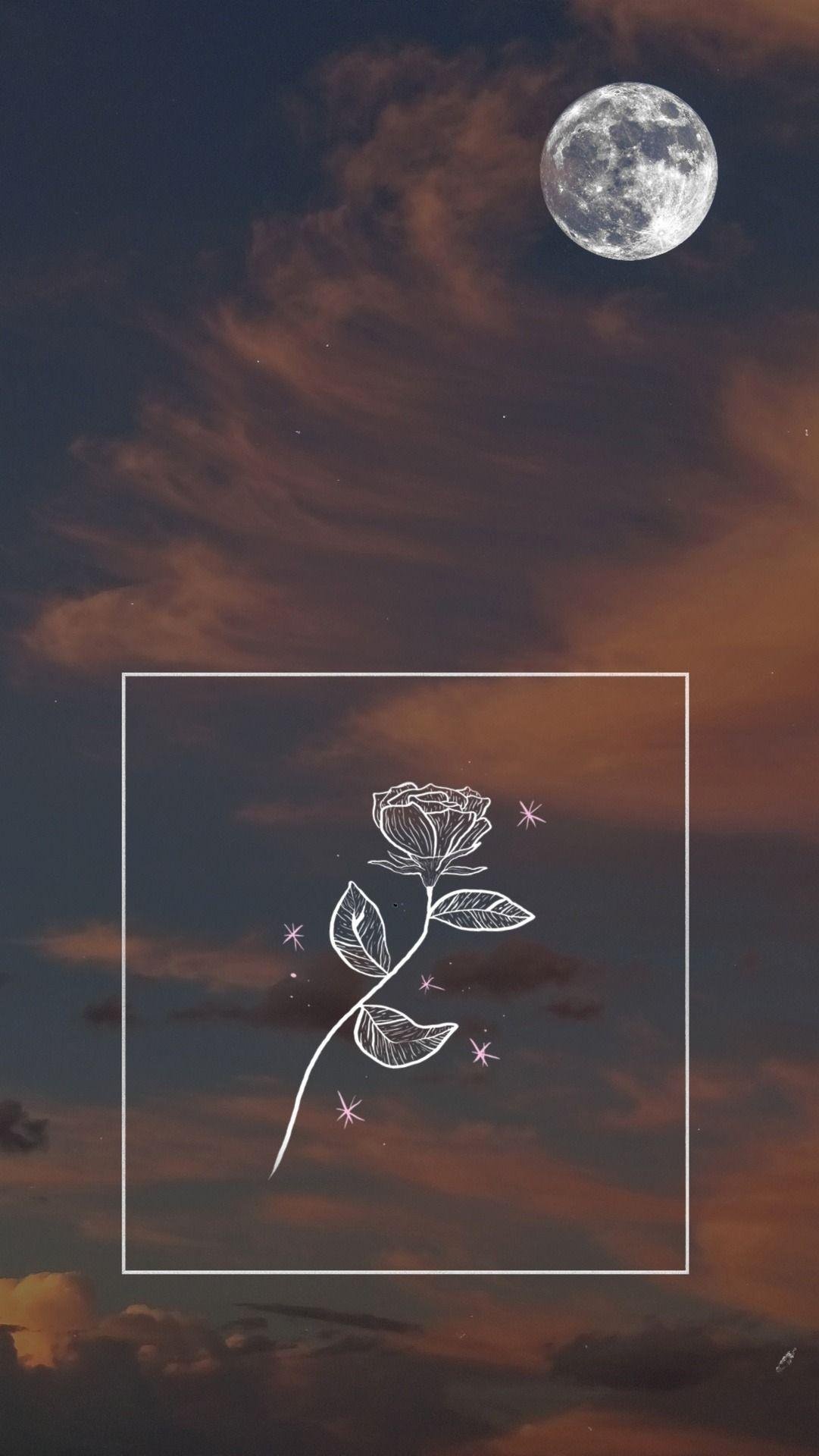 Aesthetic Moon And Flower