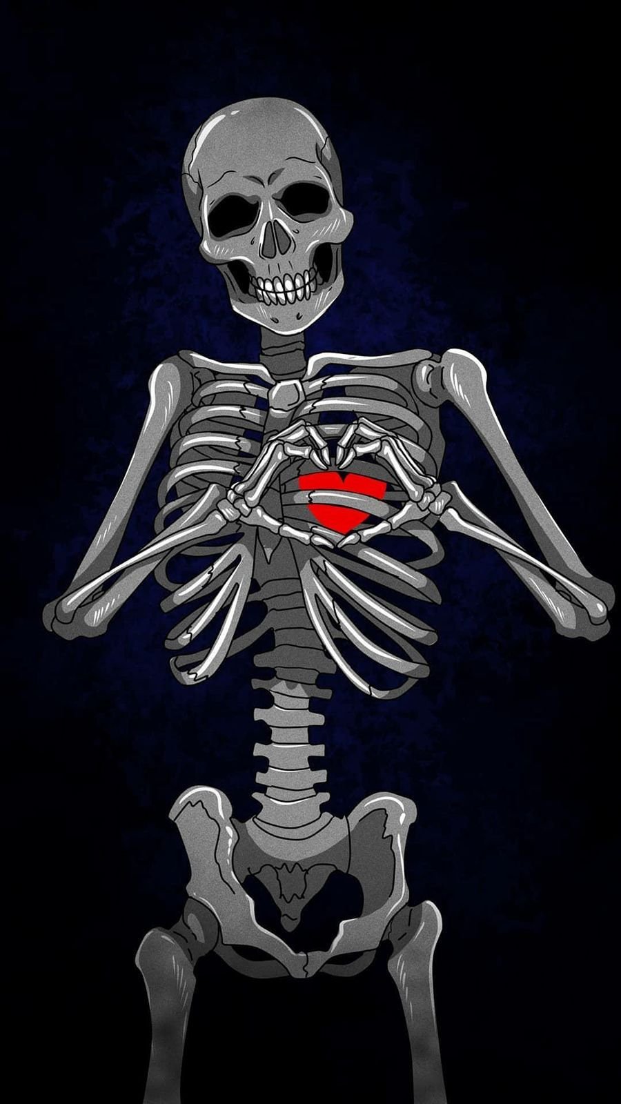 Skeleton with red heart