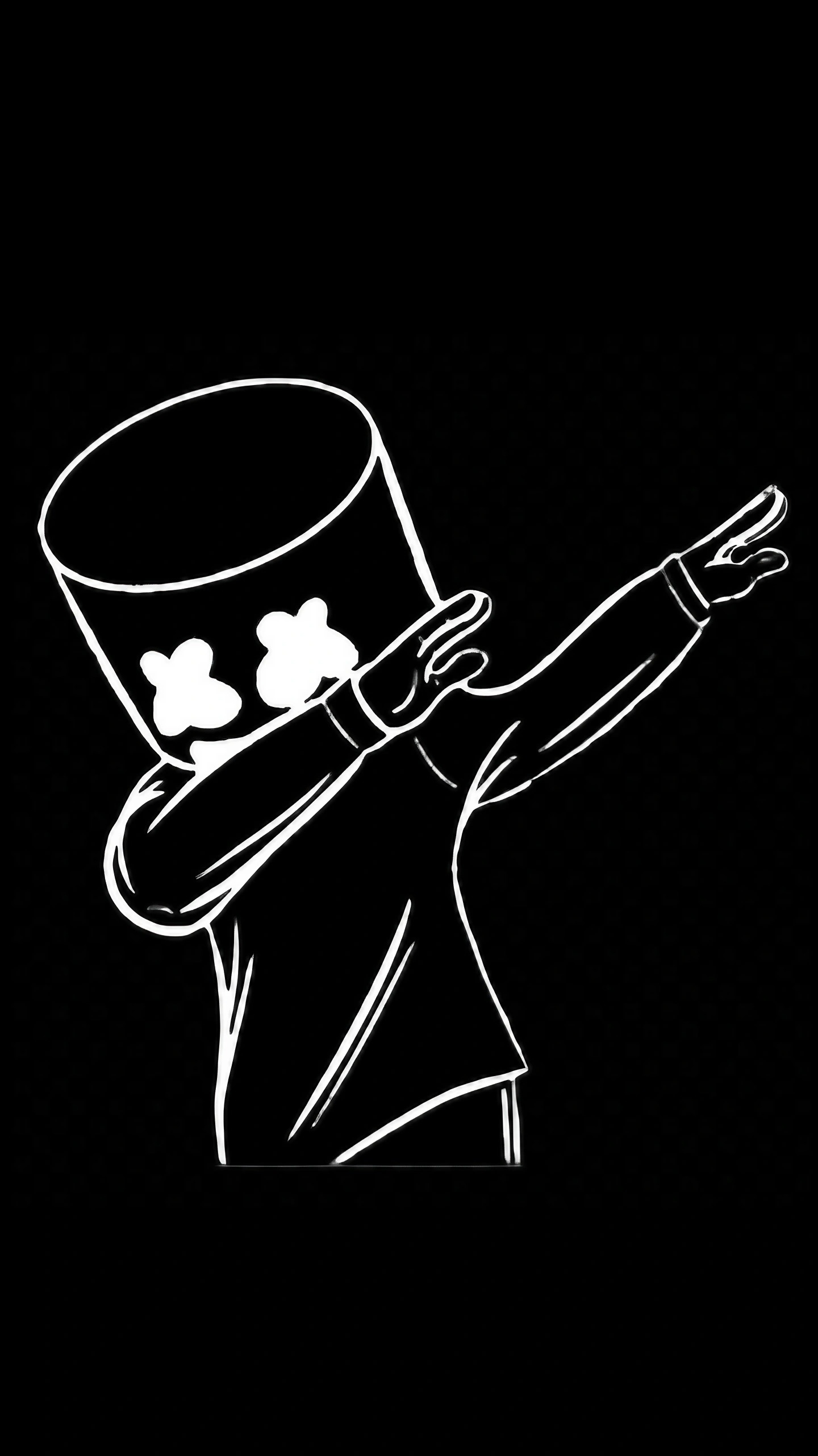 Black Line Emoji Art - Marshmello Dab