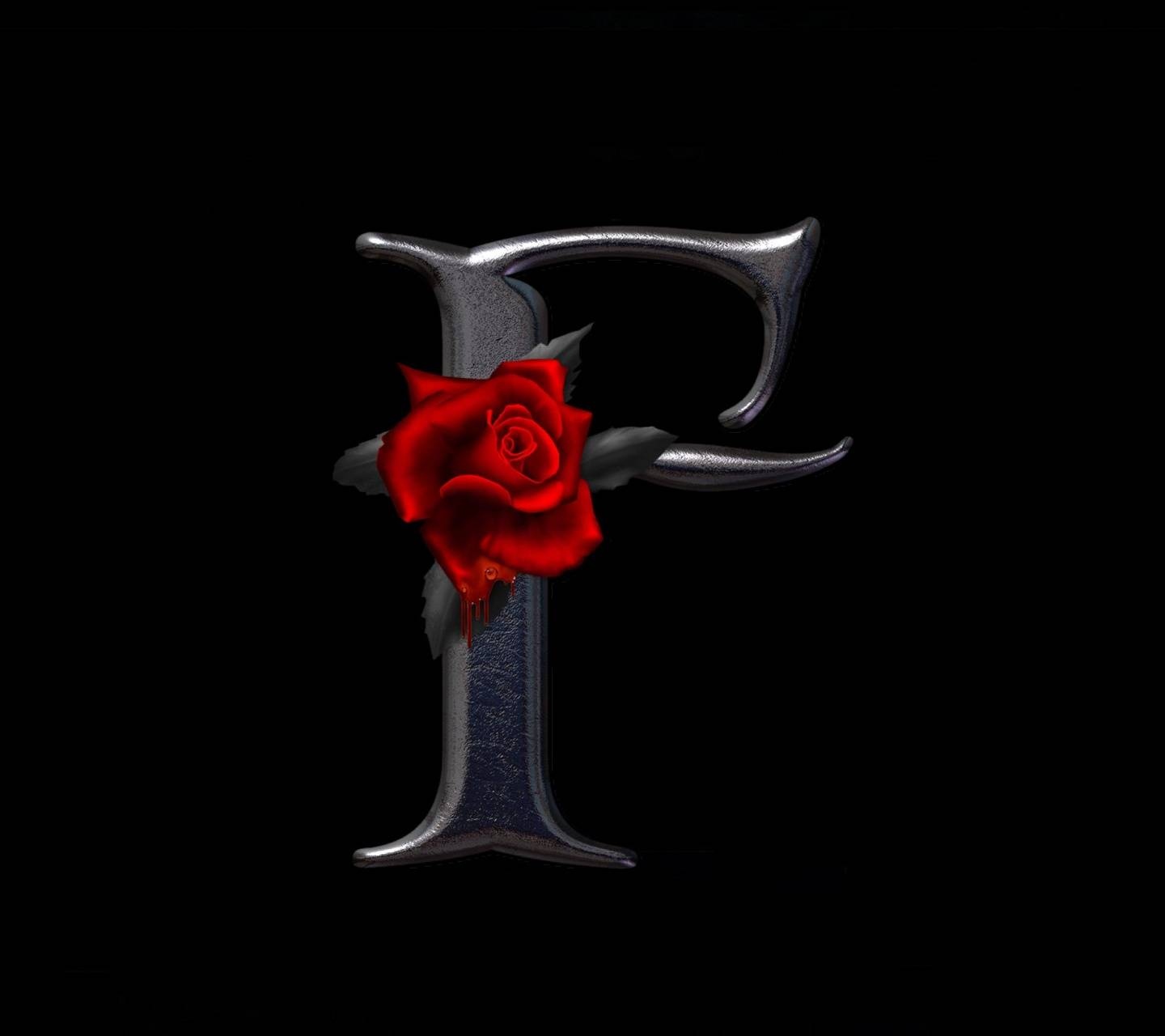 F Akshar Ke - Silver Alphabet With Red Rose