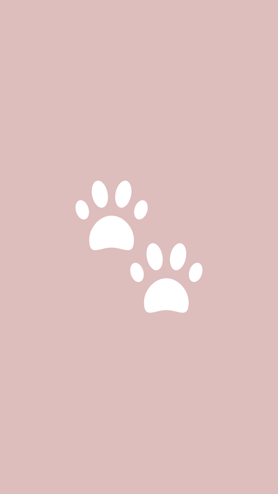 A white paw print on a pink background