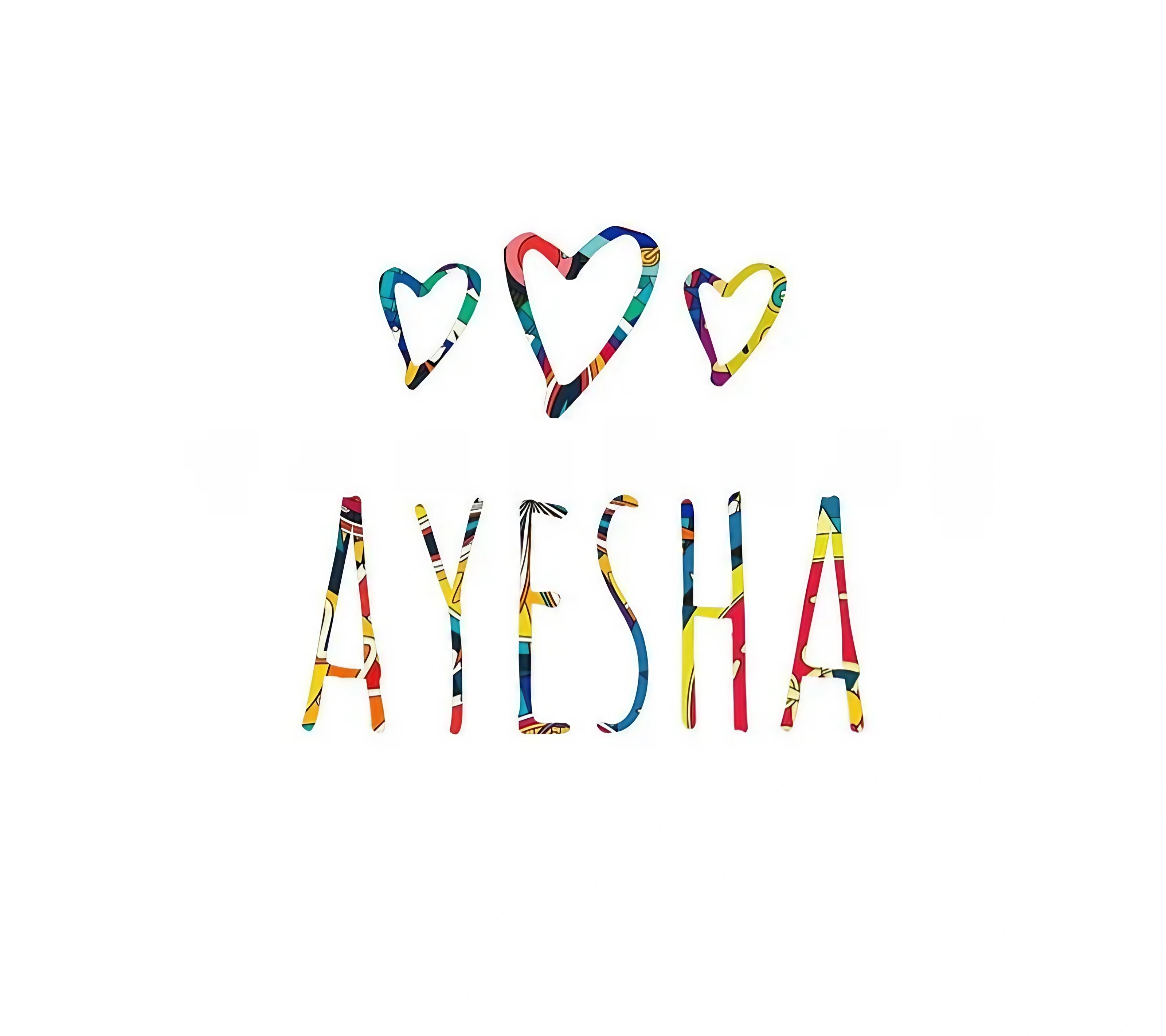 Ayesha Name - Colorful Design