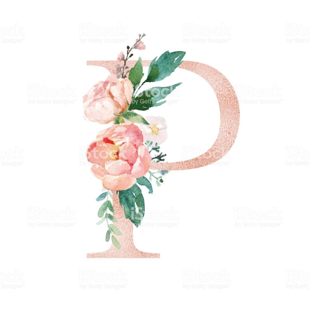 P Letter Design In Flower