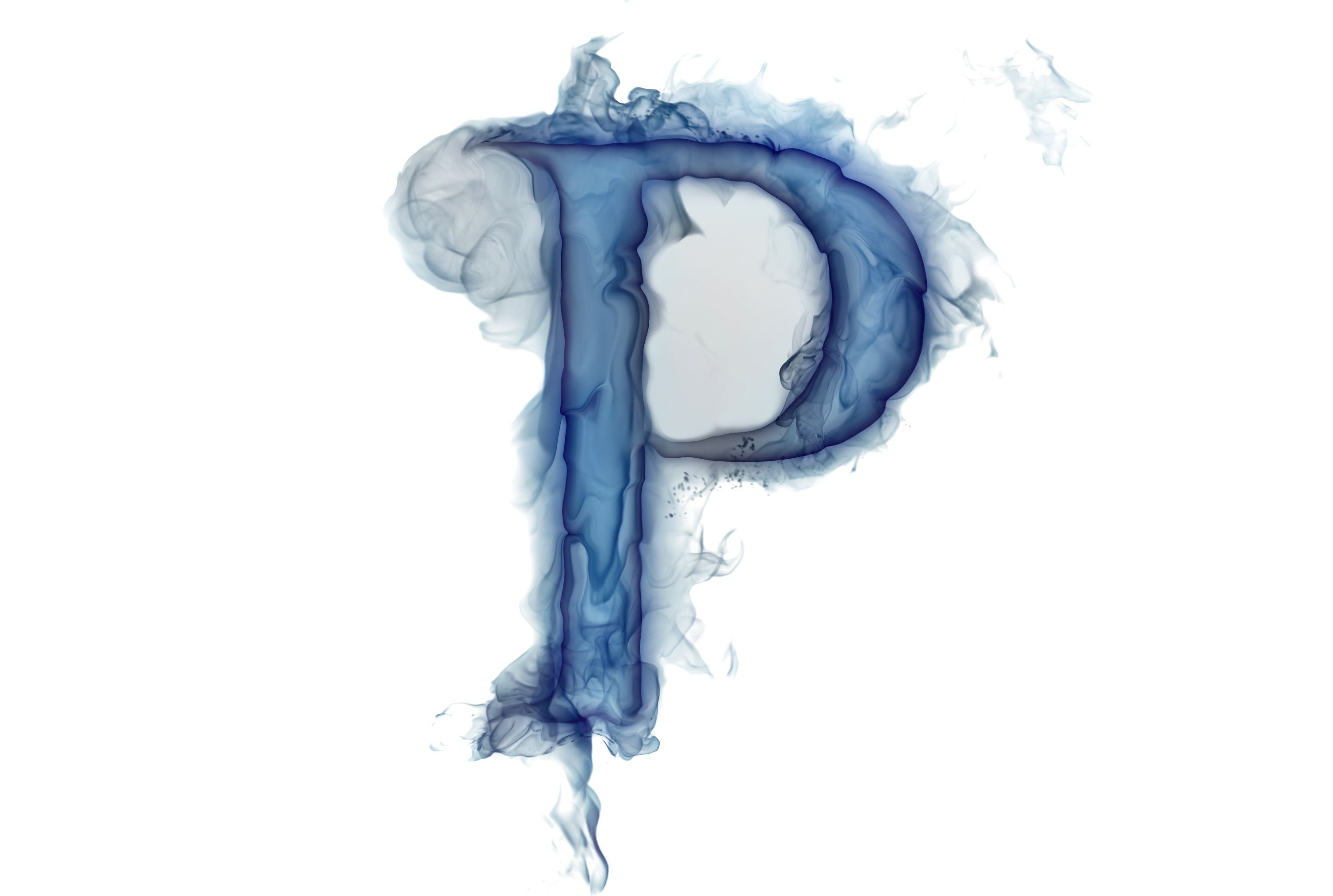 P Letter Design In Blue Smoke