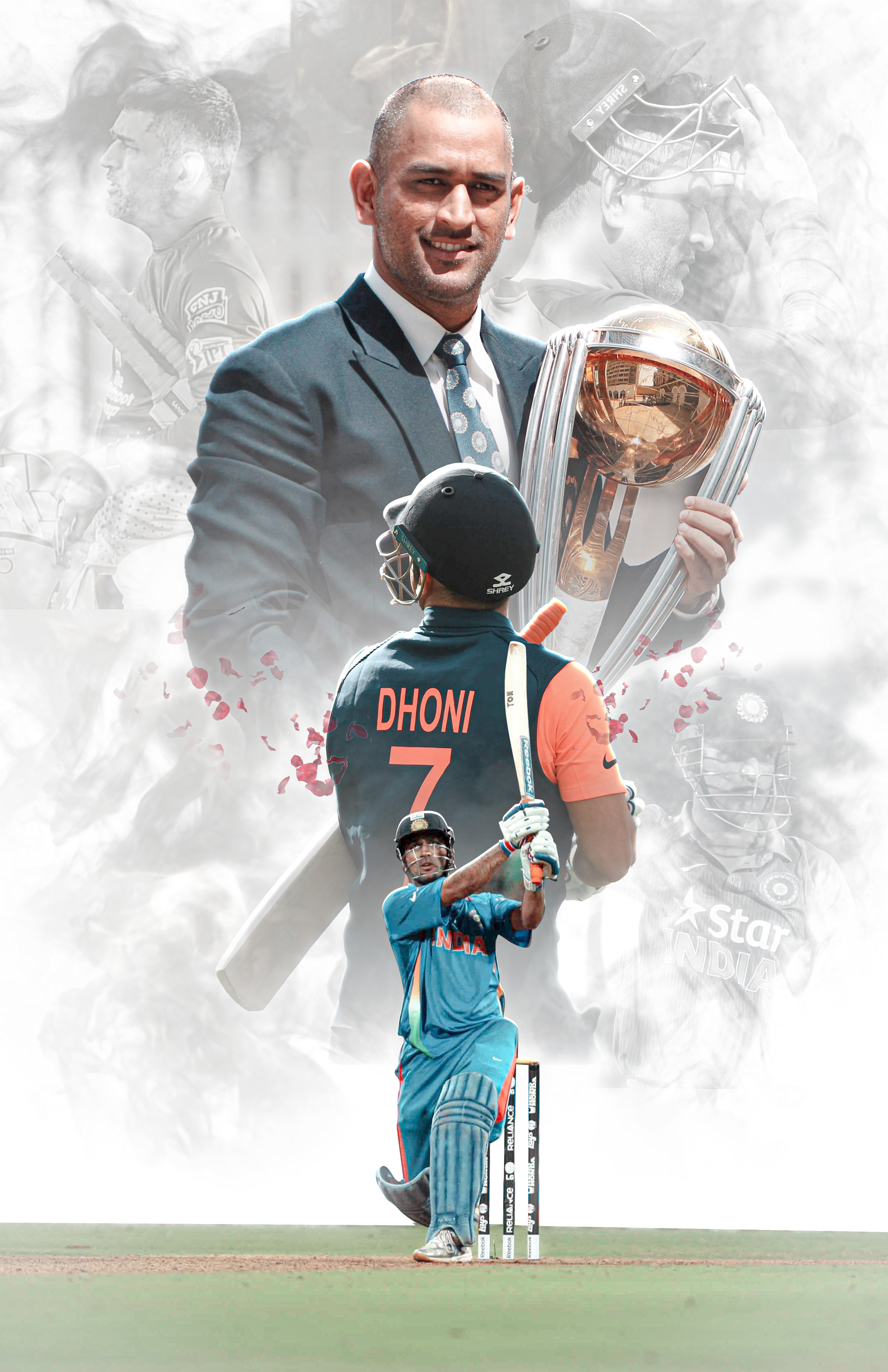 Ms Dhoni With World Cup Background