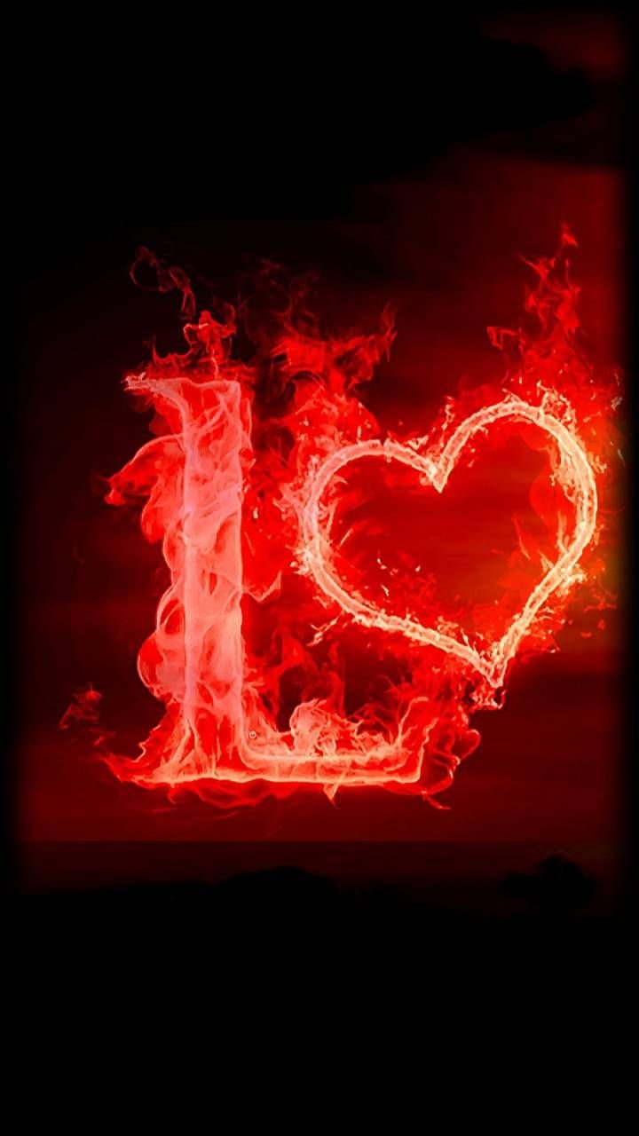 Letter L With Fire Heart