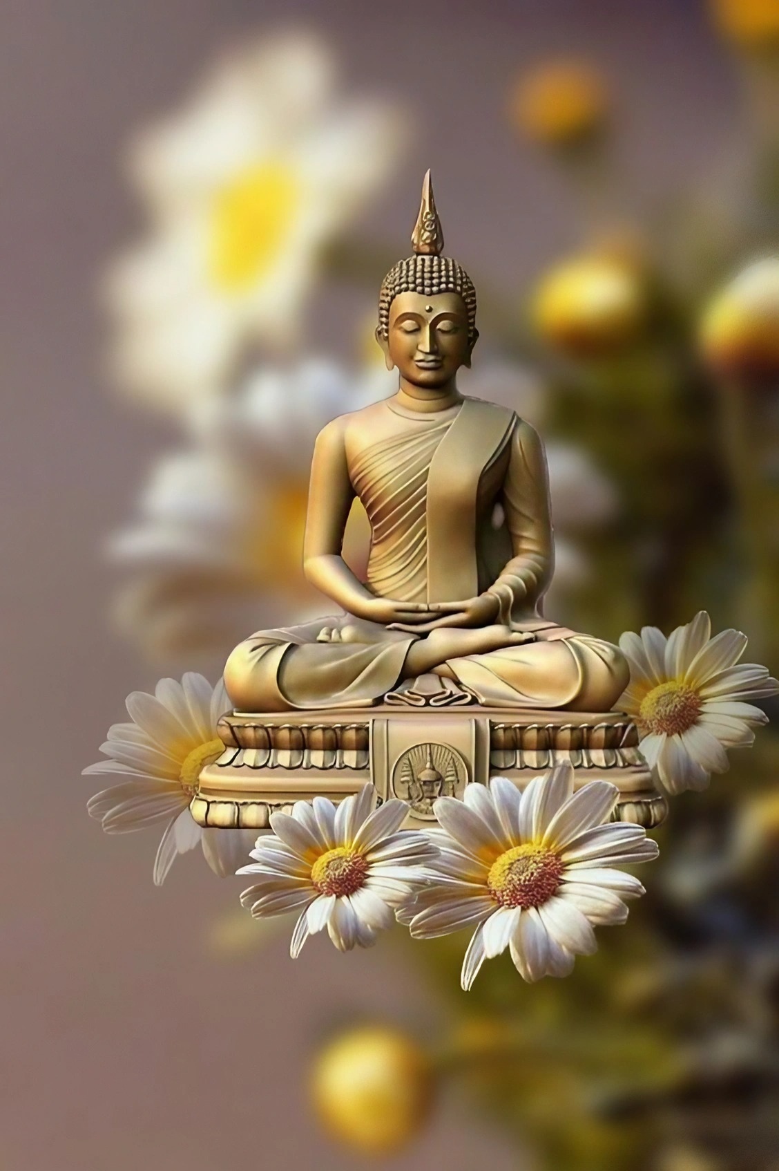 Mahatma Buddha - White Flower