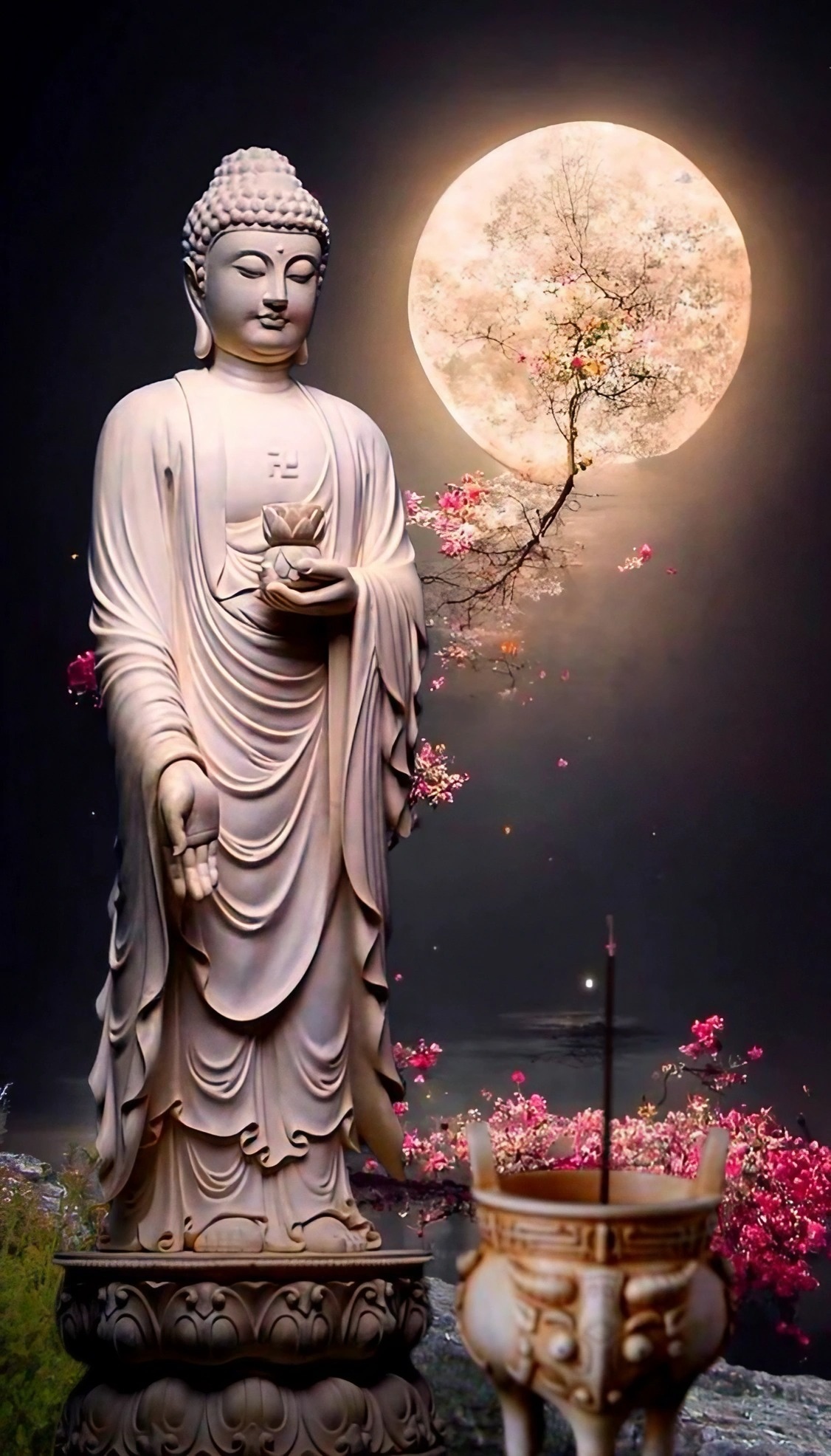Mahatma Buddha - Moon Background