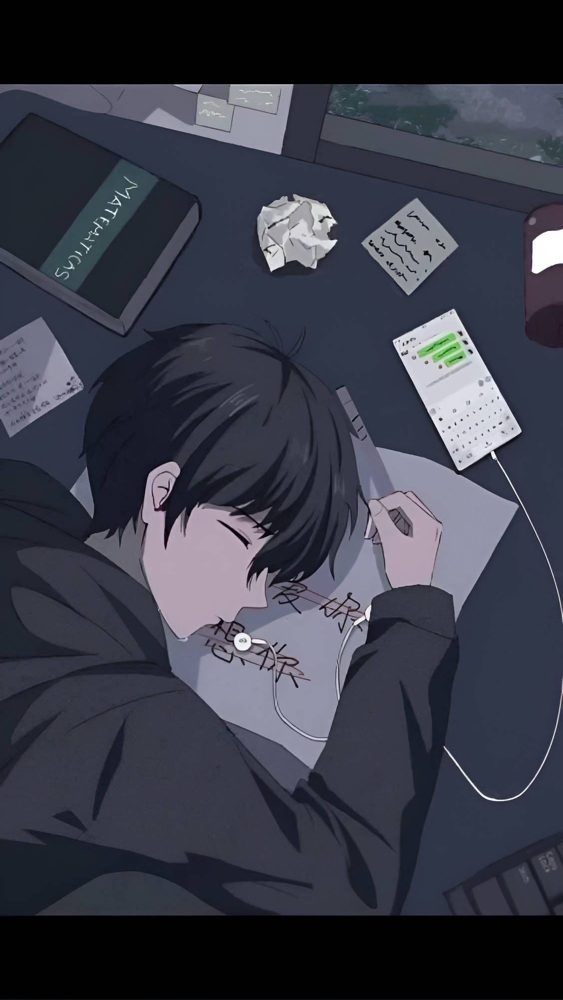 Broken Heart Sad Anime Boy Sleeping While Studying