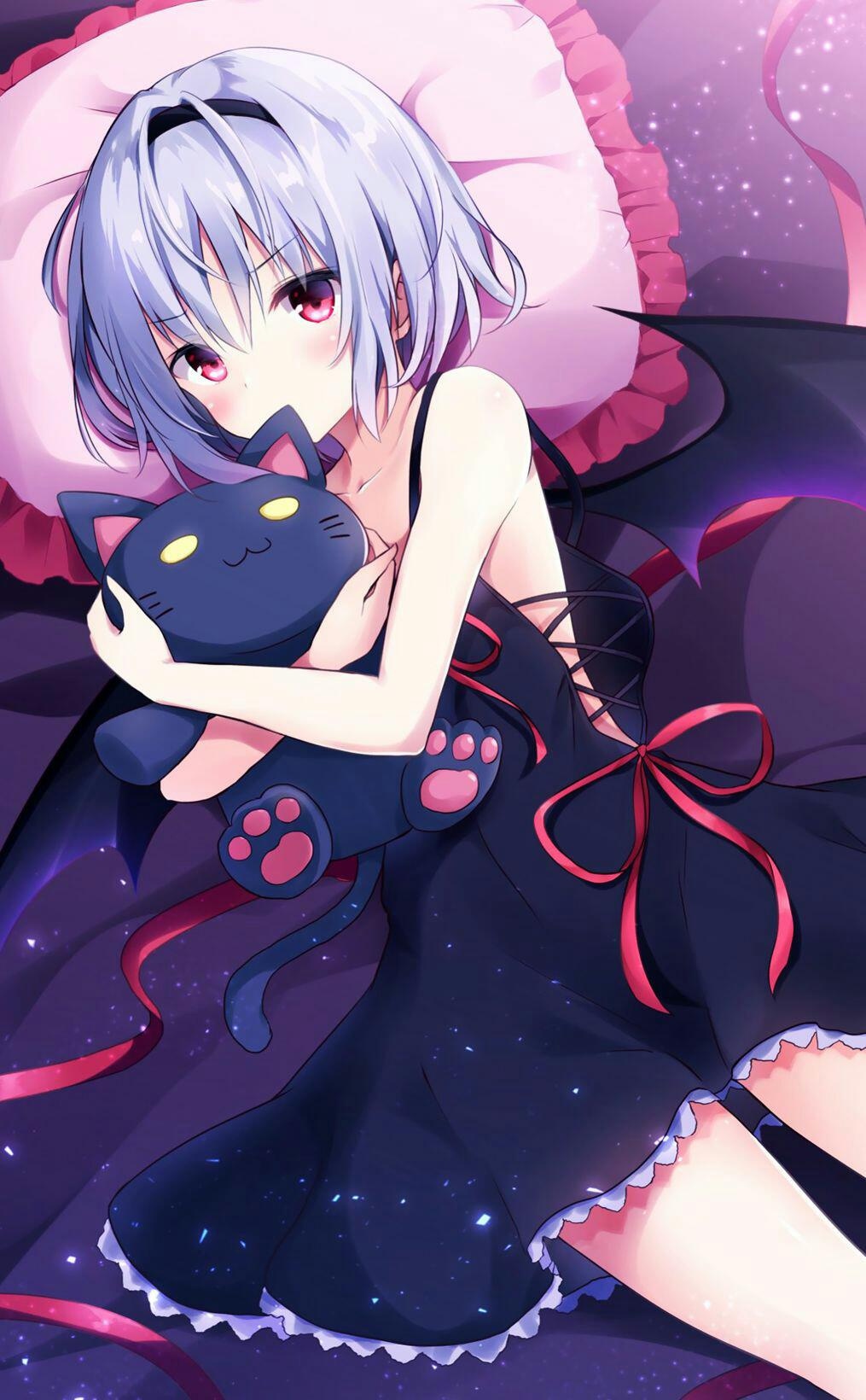 Anime Devil Girl With Cat