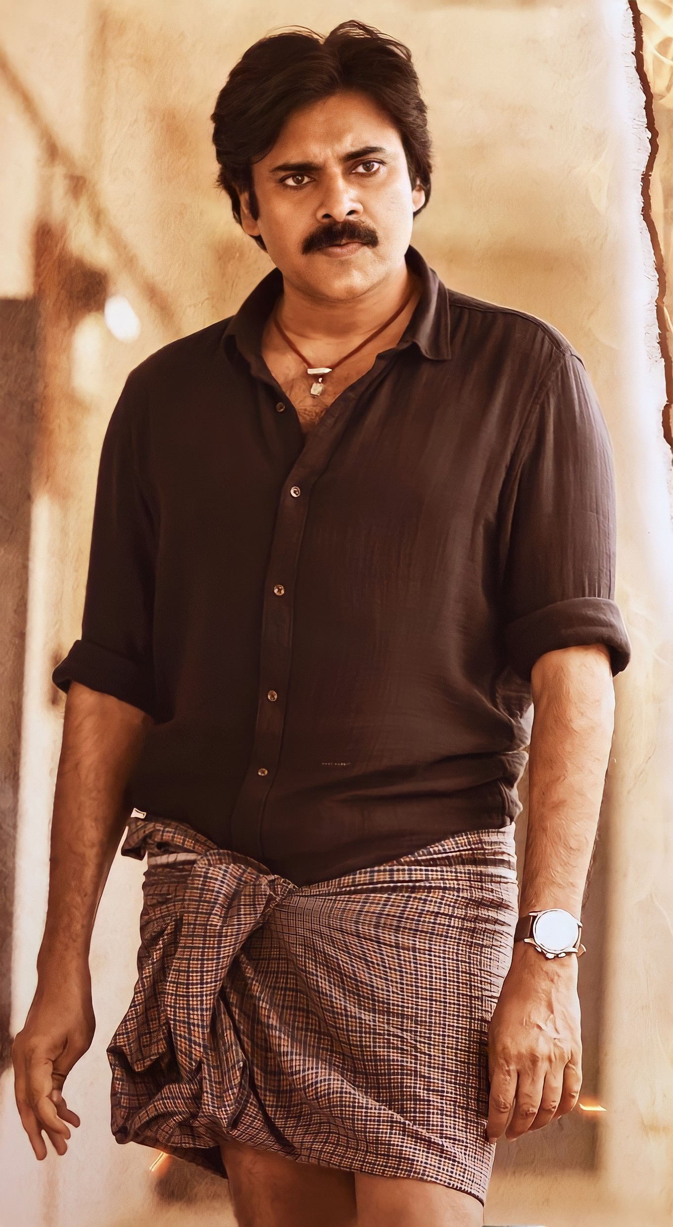 Pspk - Pawan Kalyan In Bheemla Nayak Movie - Black Shirt And Lungi