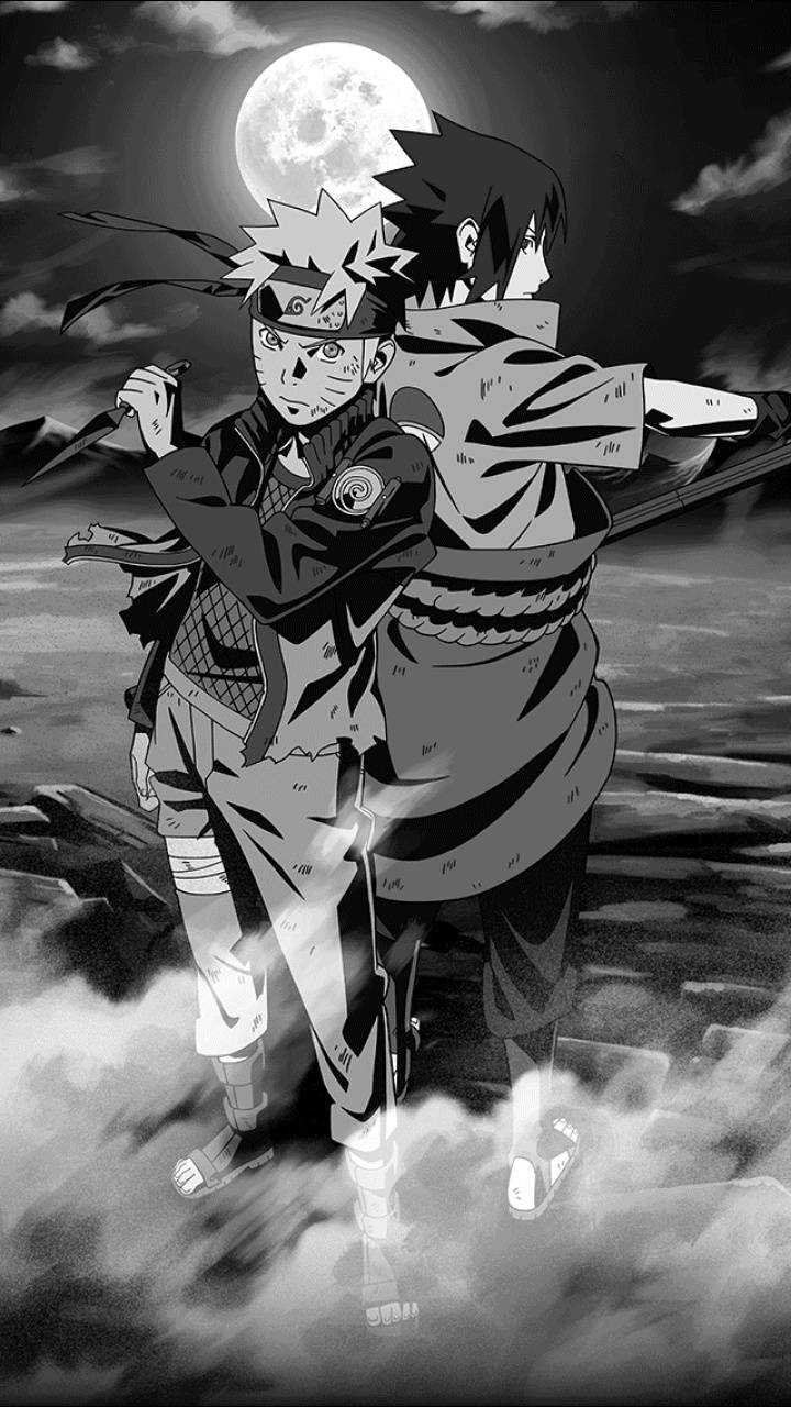 Black and white Naruto Sasuke anime