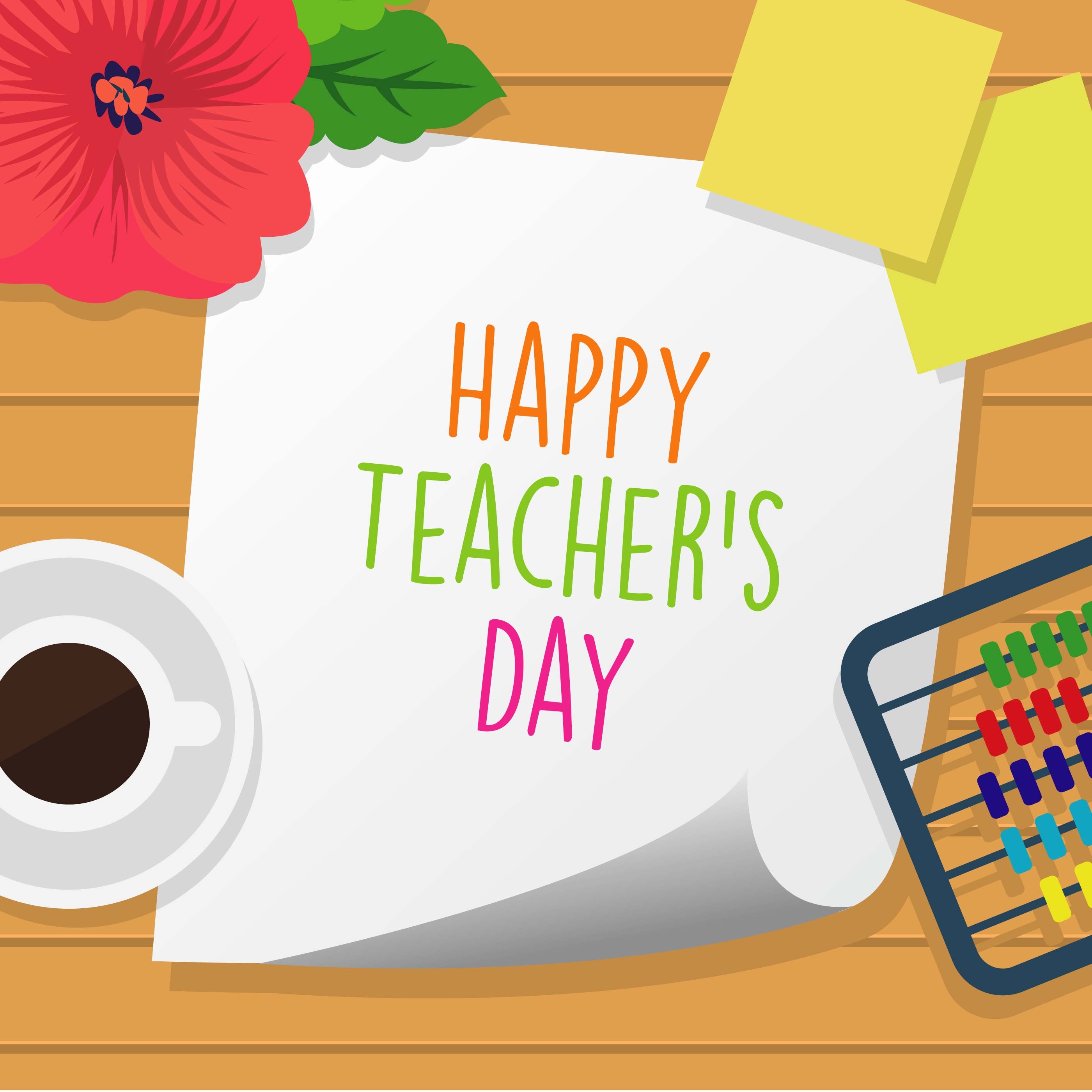 Happy Teachers Day - colourful teacher